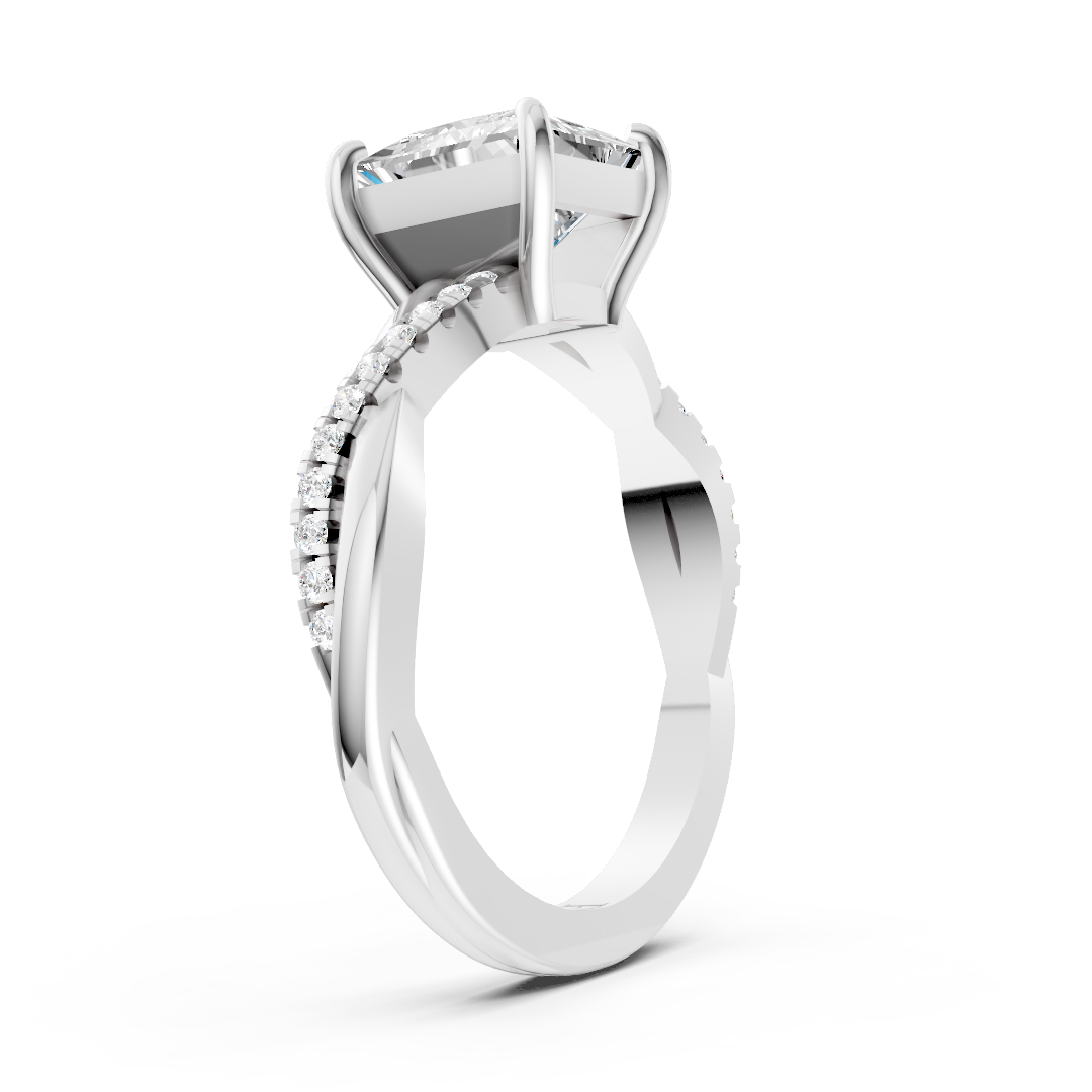 Princess Cut Diamond Twisted Infinity Ring With Half-Pavé Shank