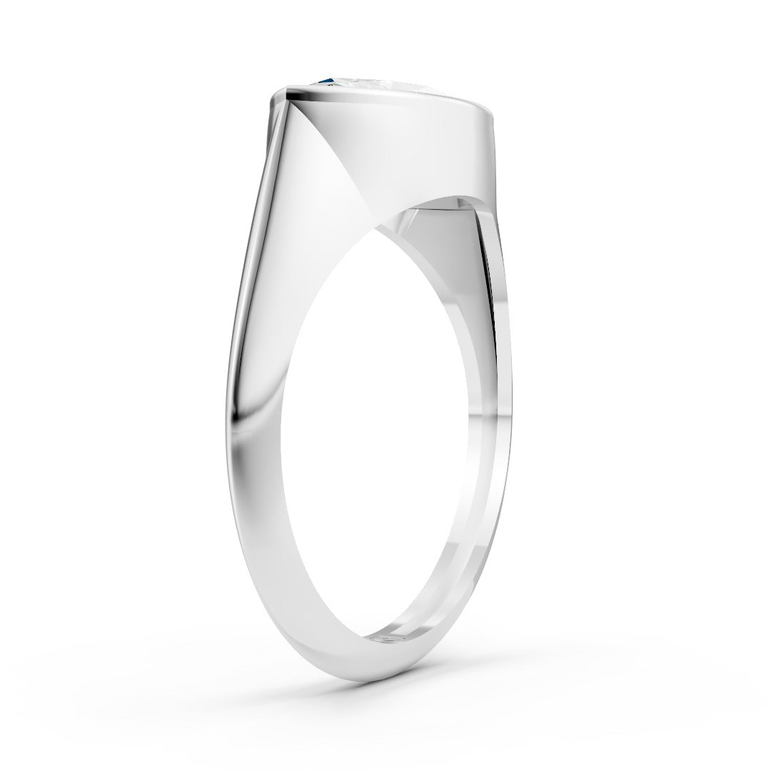 Marquise Diamond Bezel Set Solitaire Signet Style Ring