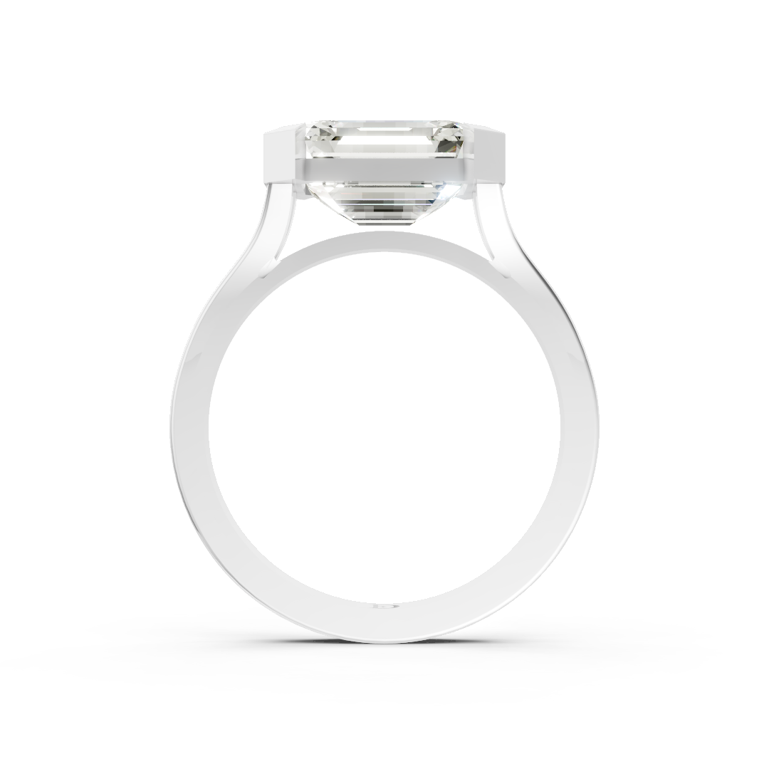 Emerald Cathedral Half Bezel Solitaire Ring