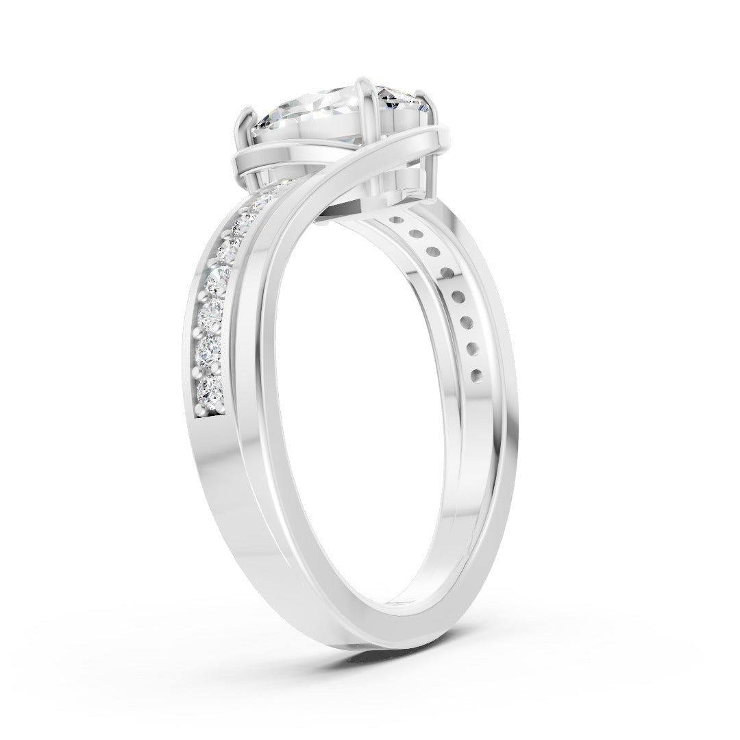 Oval Accented Bypass Lab Diamond Engagement Ring