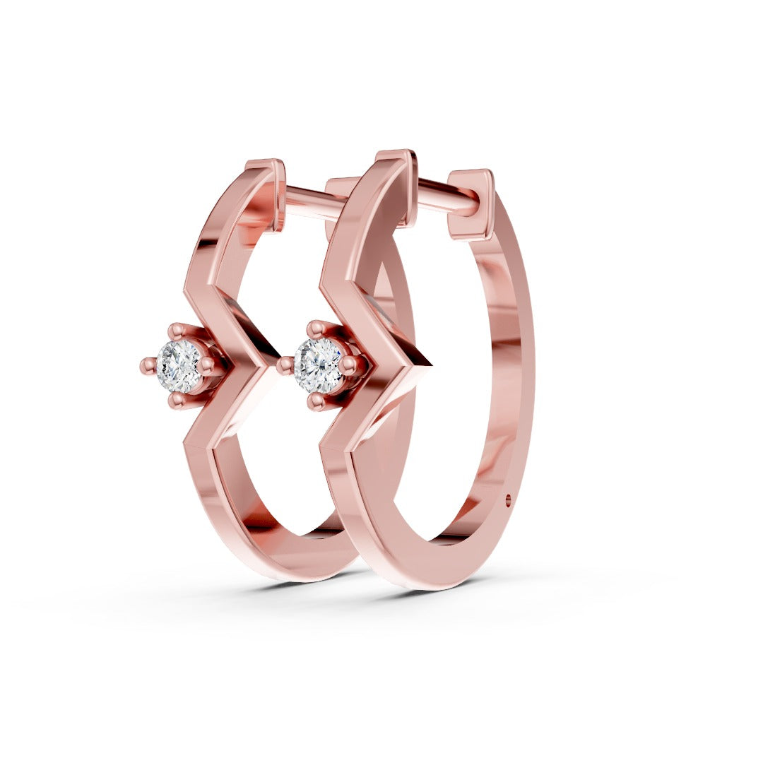 Zigzag Solitaire Diamond Huggie Hoops Earring