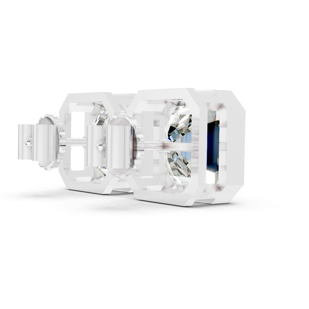 Asscher Cut Lab Grown Diamond Bezel Set Stud Earring