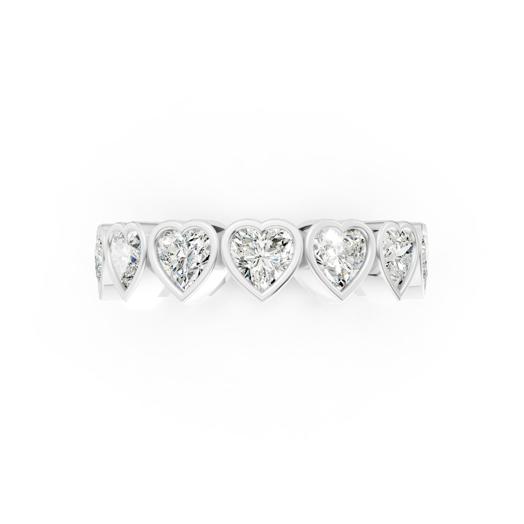 Heart Diamond Bezel Set Eternity Band
