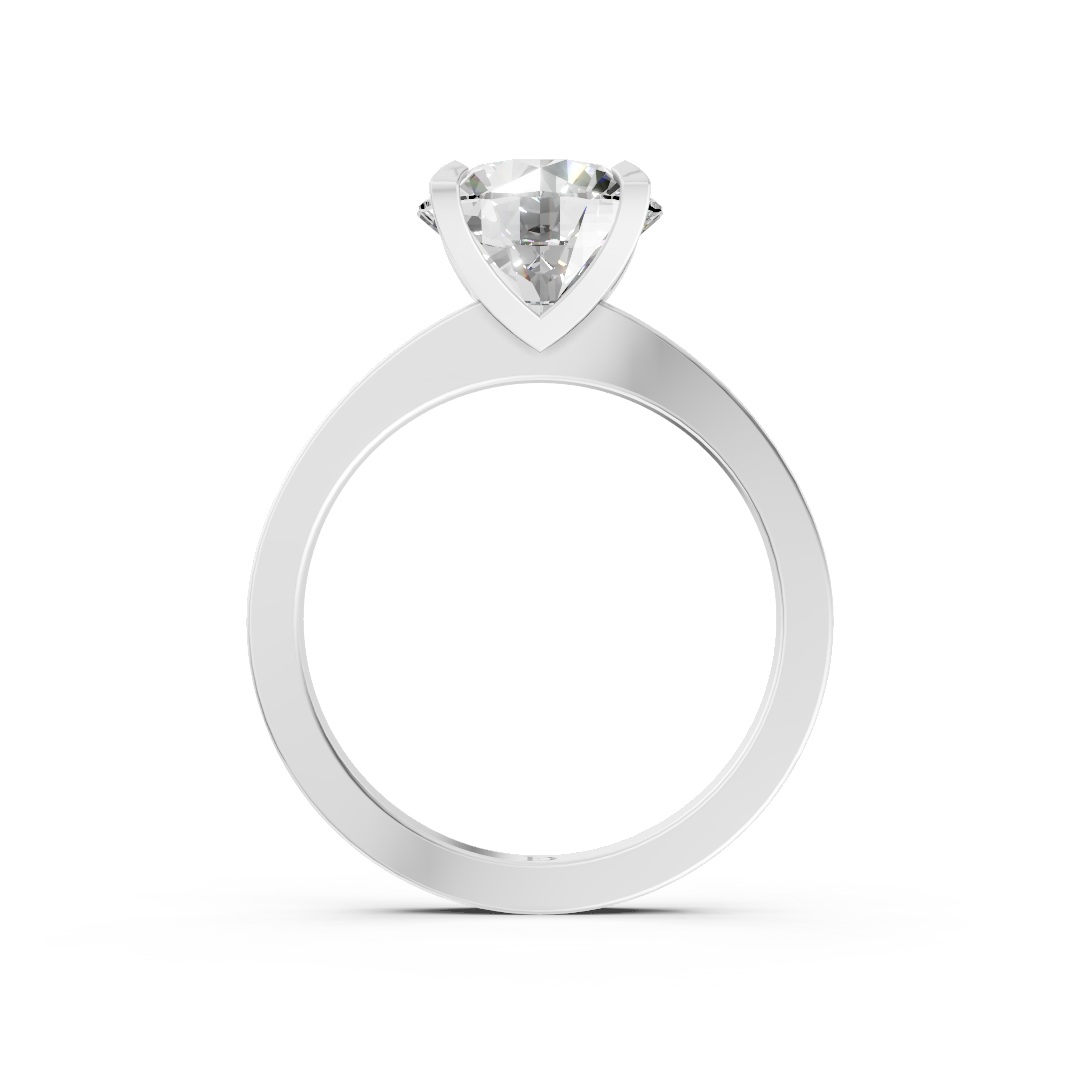 Round Cut V-Cathedral Shank Ring
