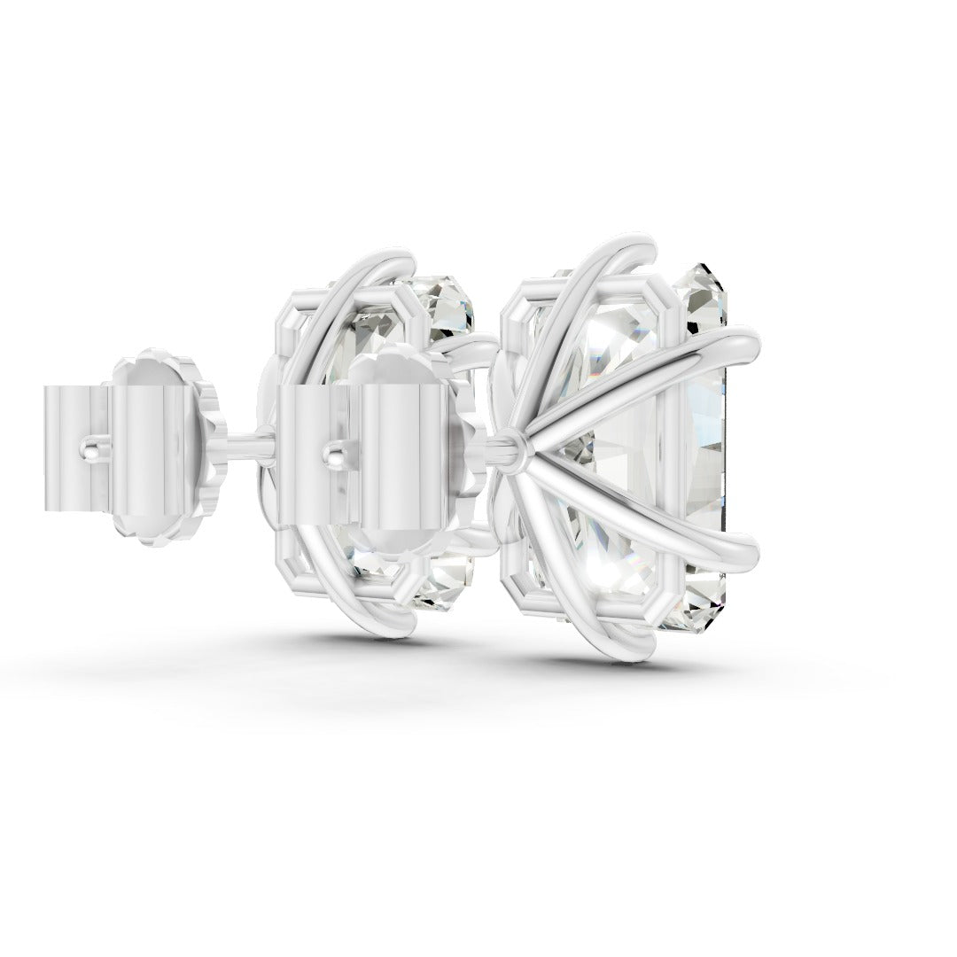 Radiant Brilliant Cut Diamond Stud Earrings