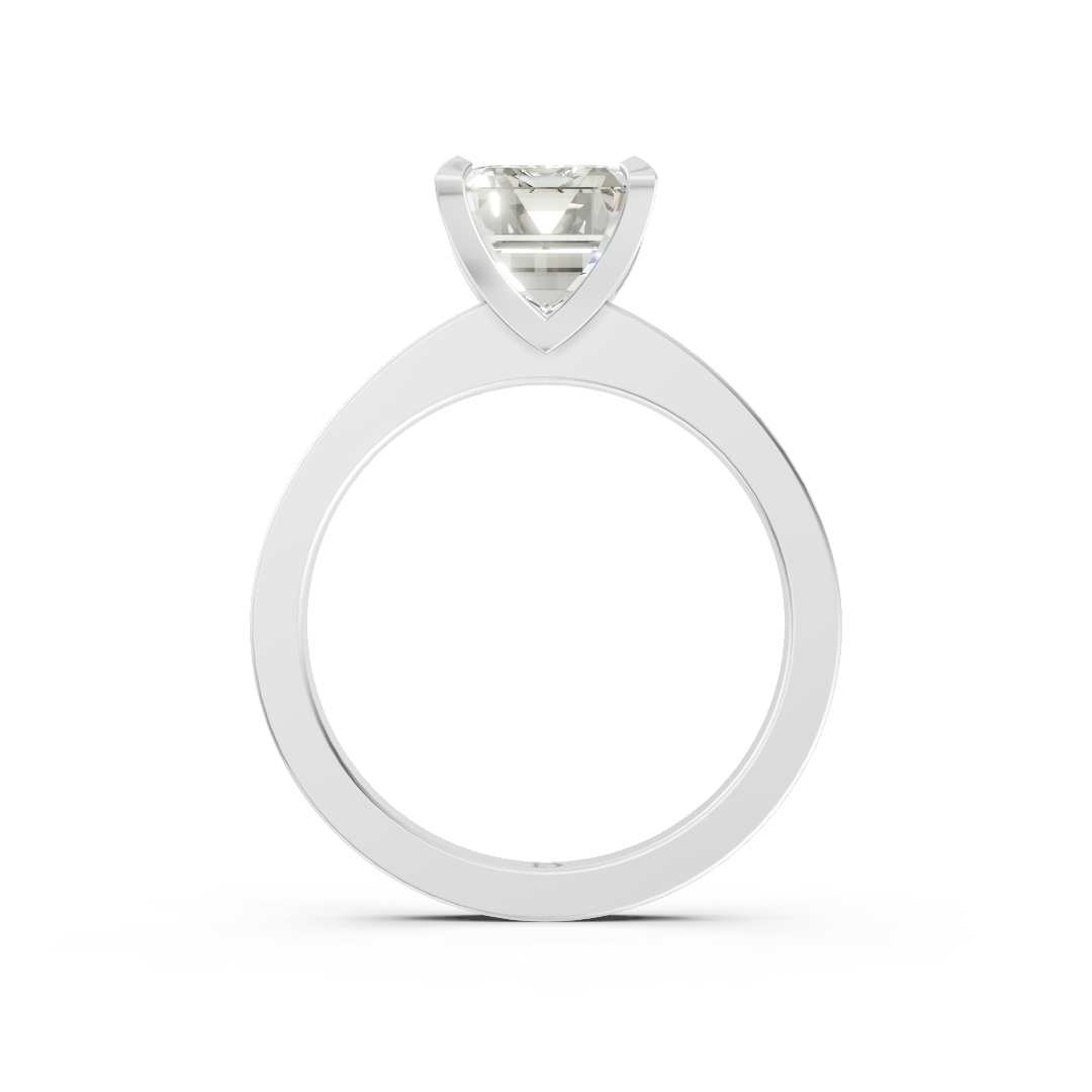 Emerald Cut V-Cathedral Shank Ring