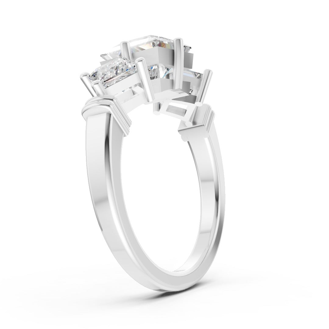 Princess Cut and Princess Cut Diamond Three-Stone Ring