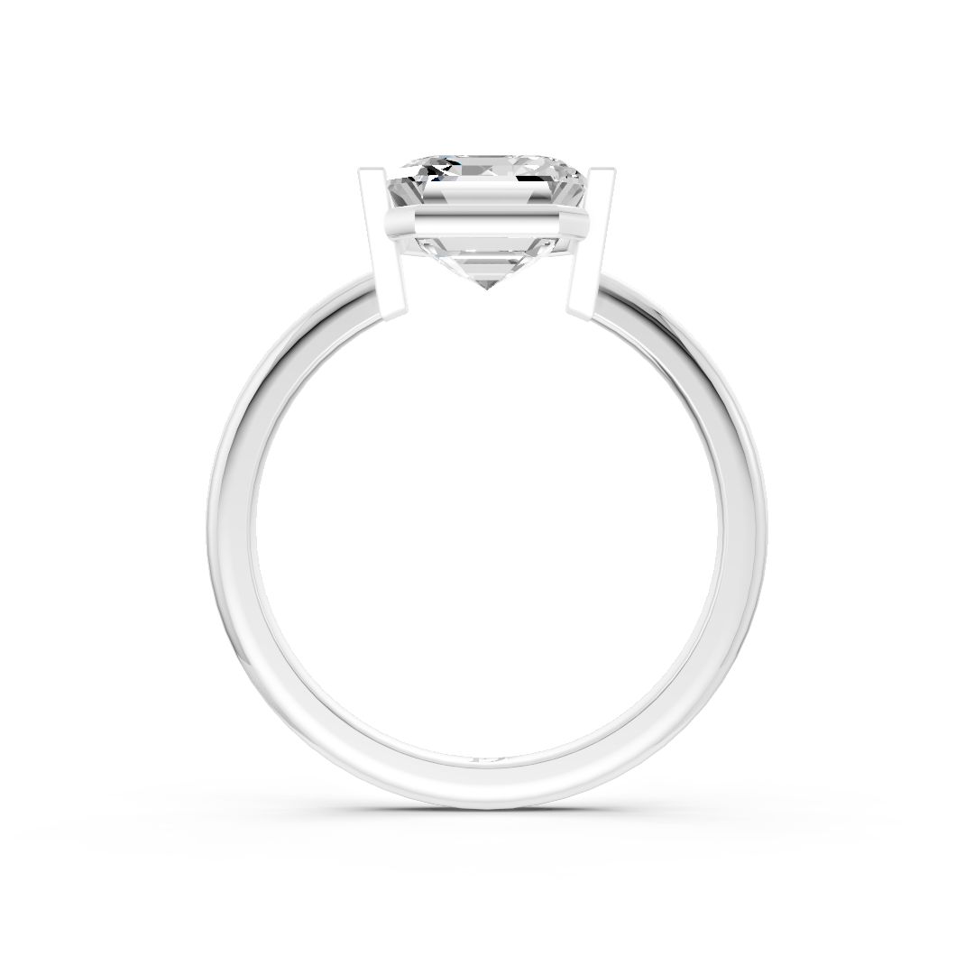 Asscher Cut Half Bezel Set Ring