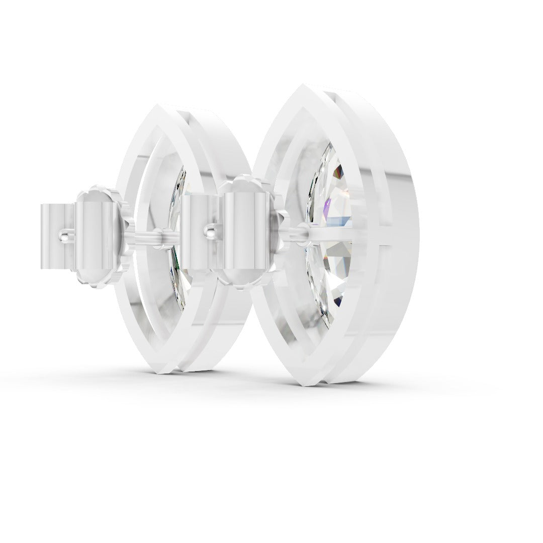 Marquise Cut Lab Grown Diamond Bezel Set Stud Earring