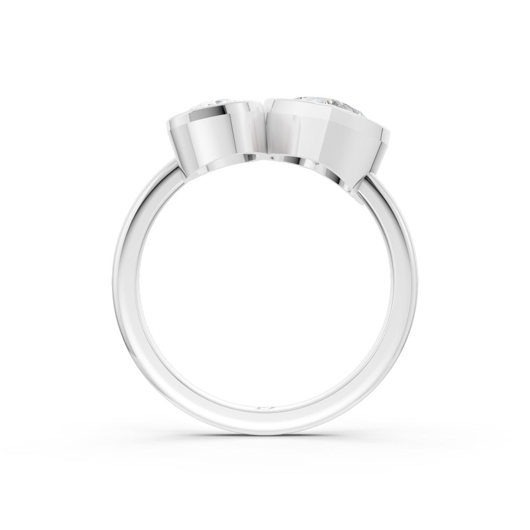Toi at Moi Bezel Set Pear And Heart Cut Diamond Anniversary Ring