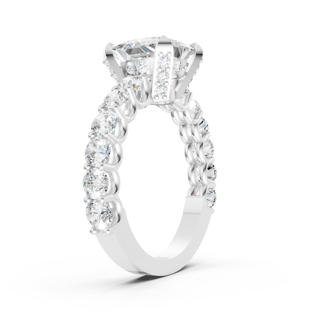 Princess Brilliant Cut Lab Grown Diamond Hidden Halo Anniversary Ring
