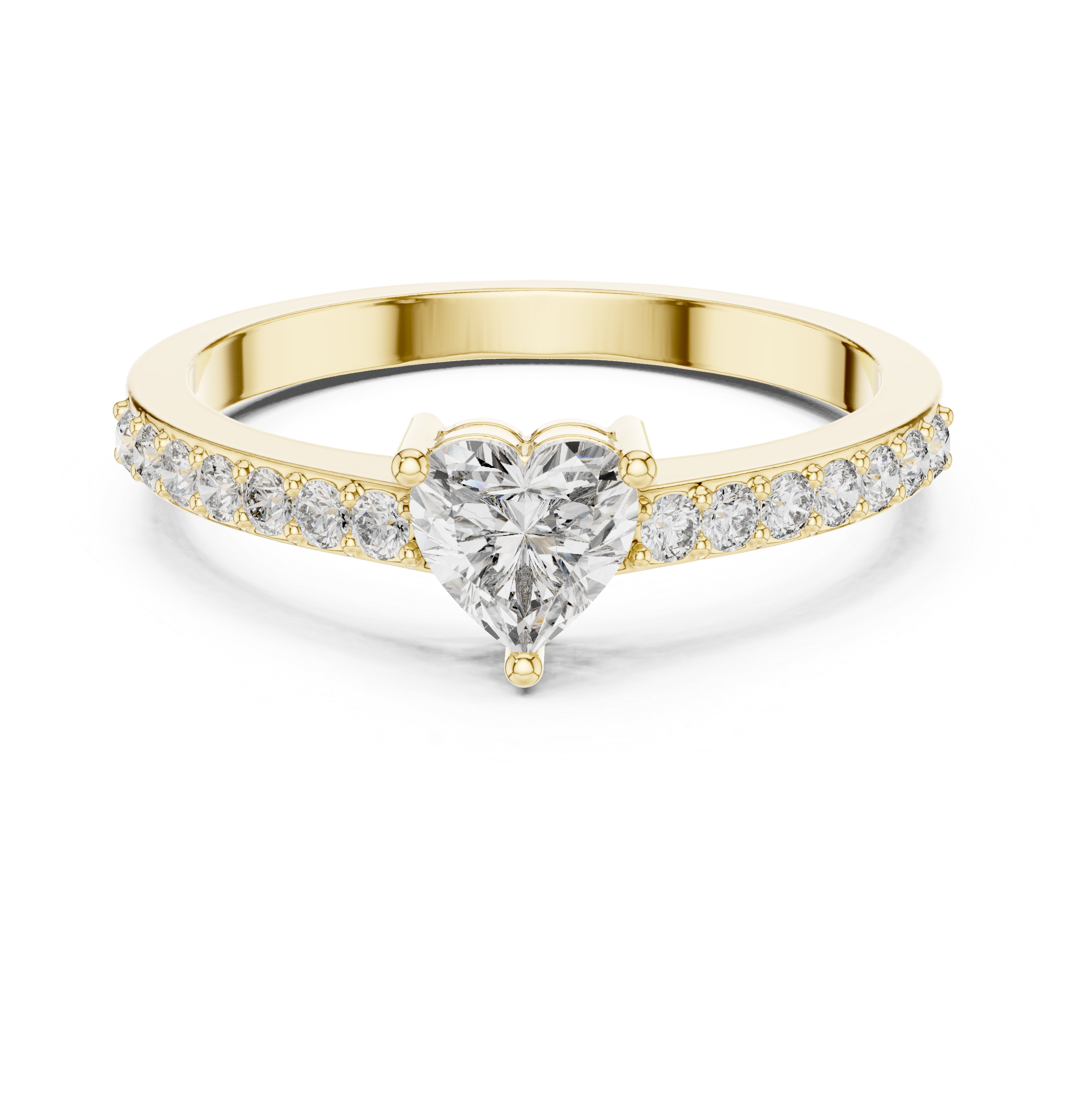 Heart Cut Diamond Pave Accents Engagement Ring