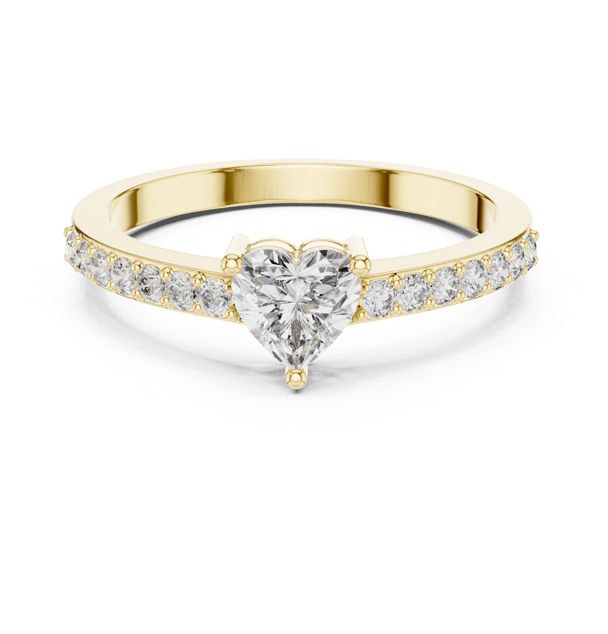 Heart Cut Diamond Pave Accents Engagement Ring