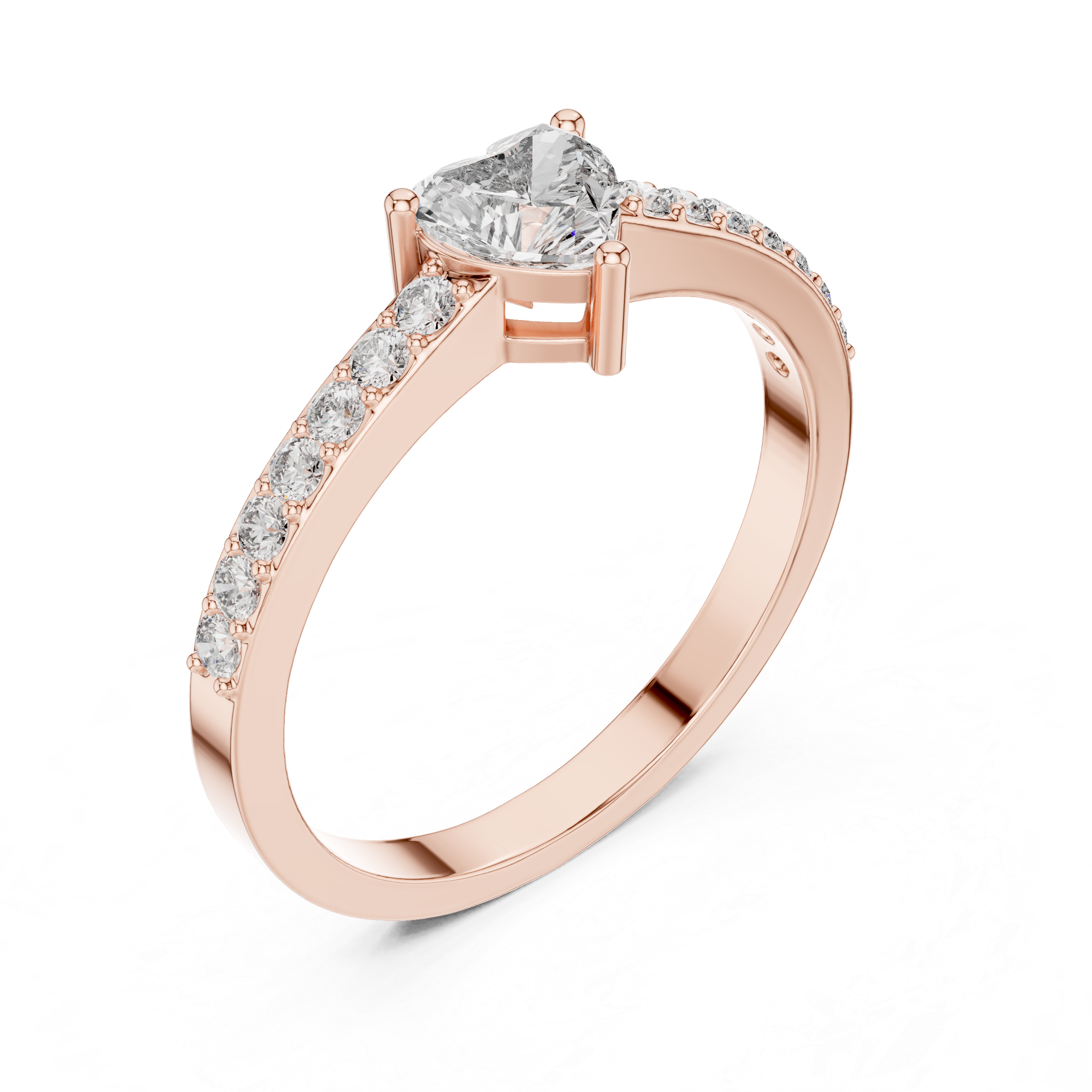Heart Cut Diamond Pave Accents Engagement Ring