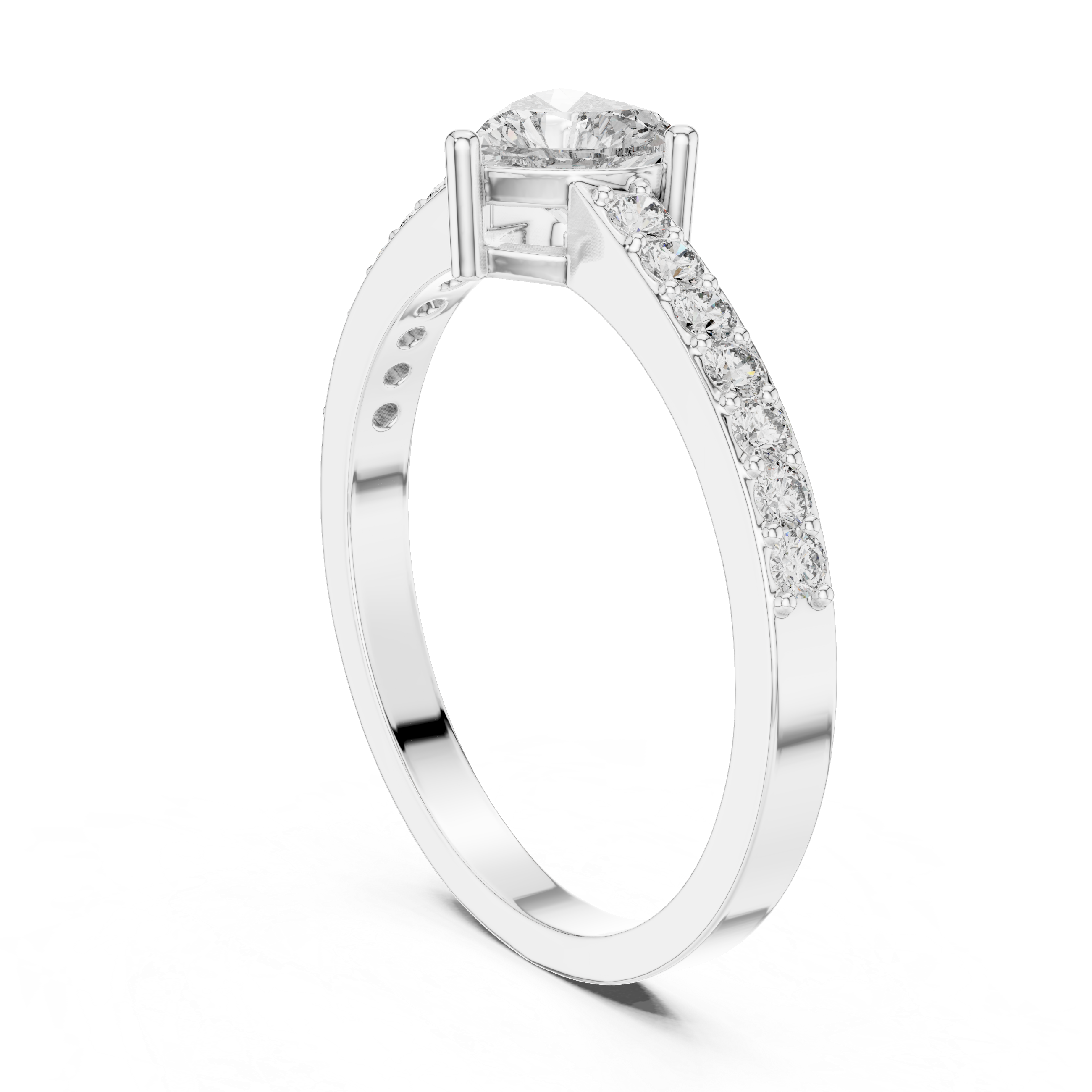 Heart Cut Diamond Pave Accents Engagement Ring