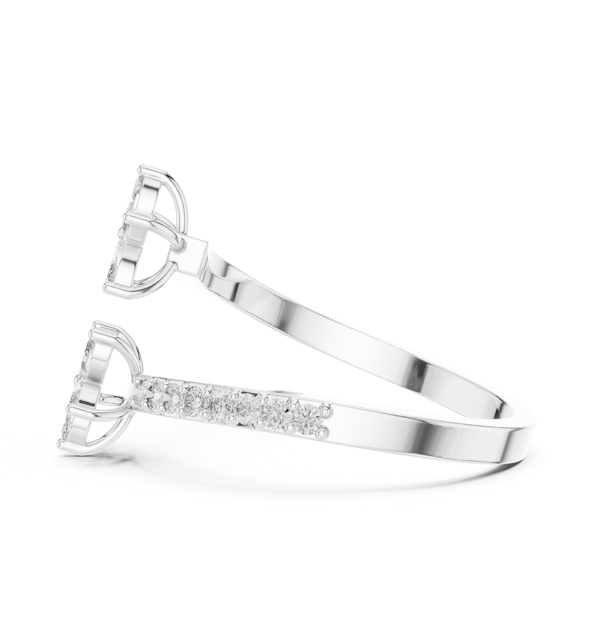 Marquise Cut Diamond Floral Bypass Shank Ring