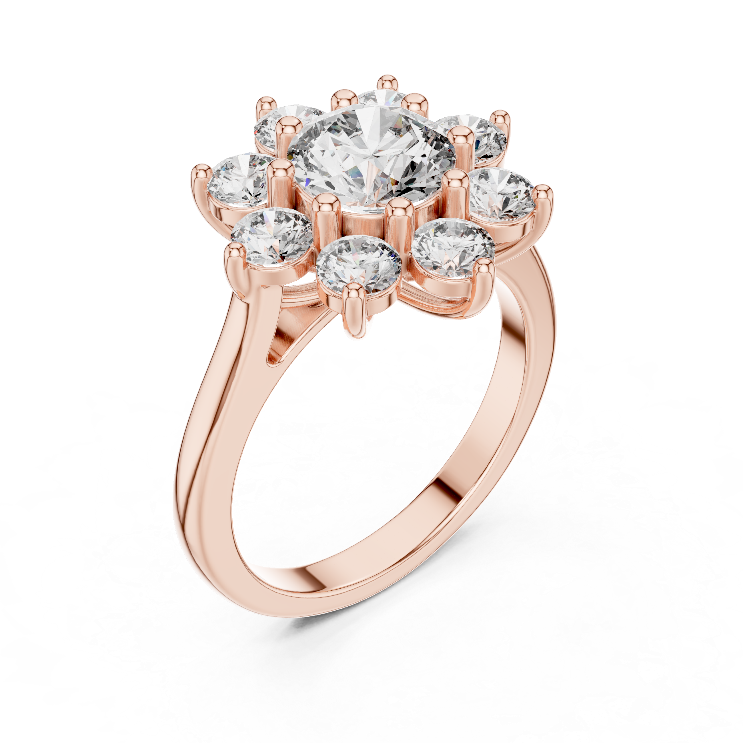 Round Brilliant Diamond Snowflake Engagement Ring