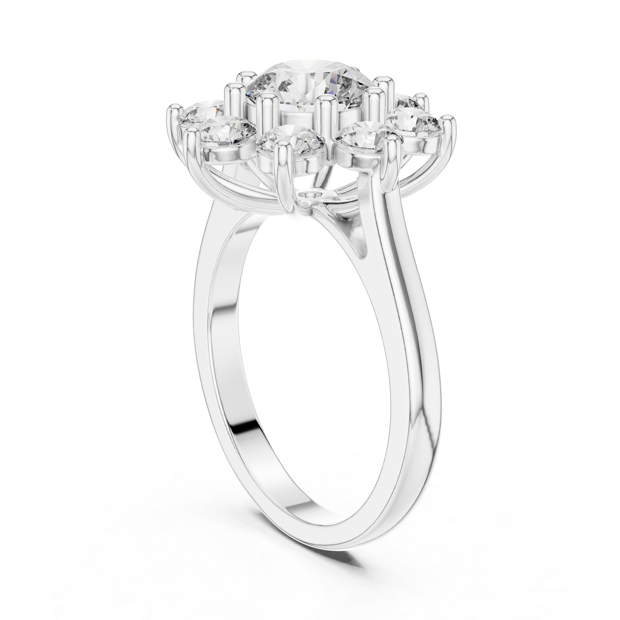 Round Brilliant Diamond Snowflake Engagement Ring