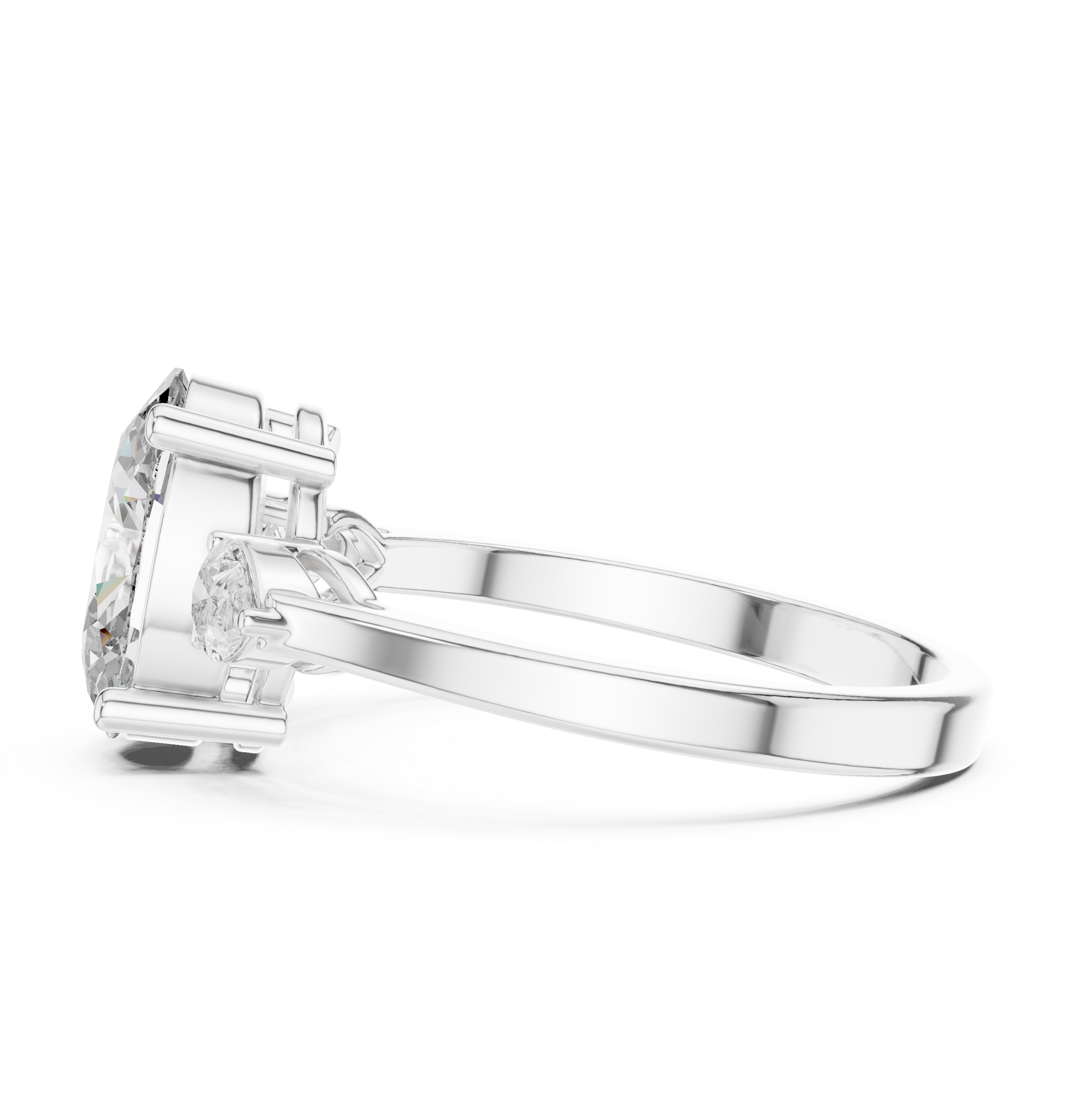Oval Cut Diamond Elegant Three-Stone Wedding Ring