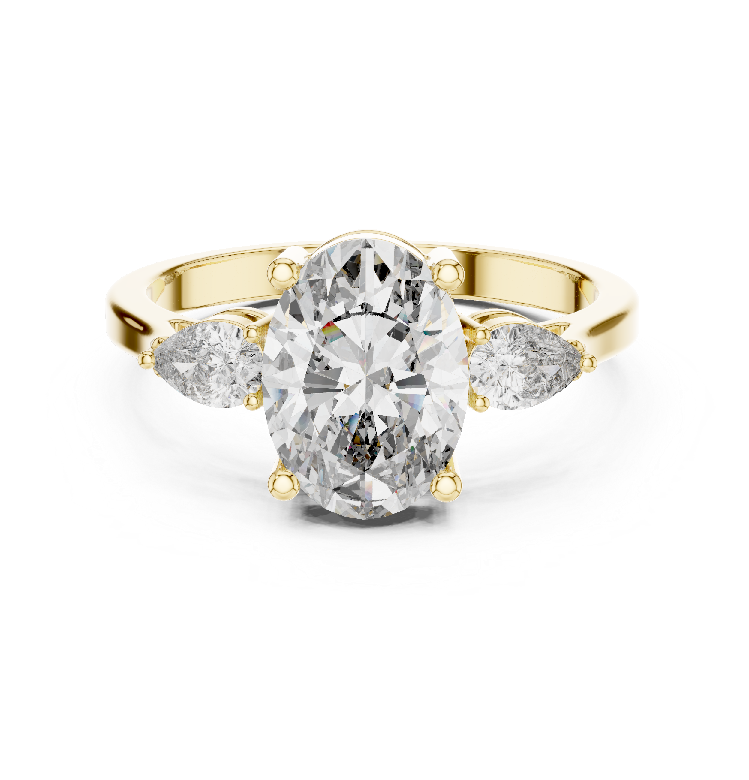 Oval Cut Diamond Elegant Three-Stone Wedding Ring