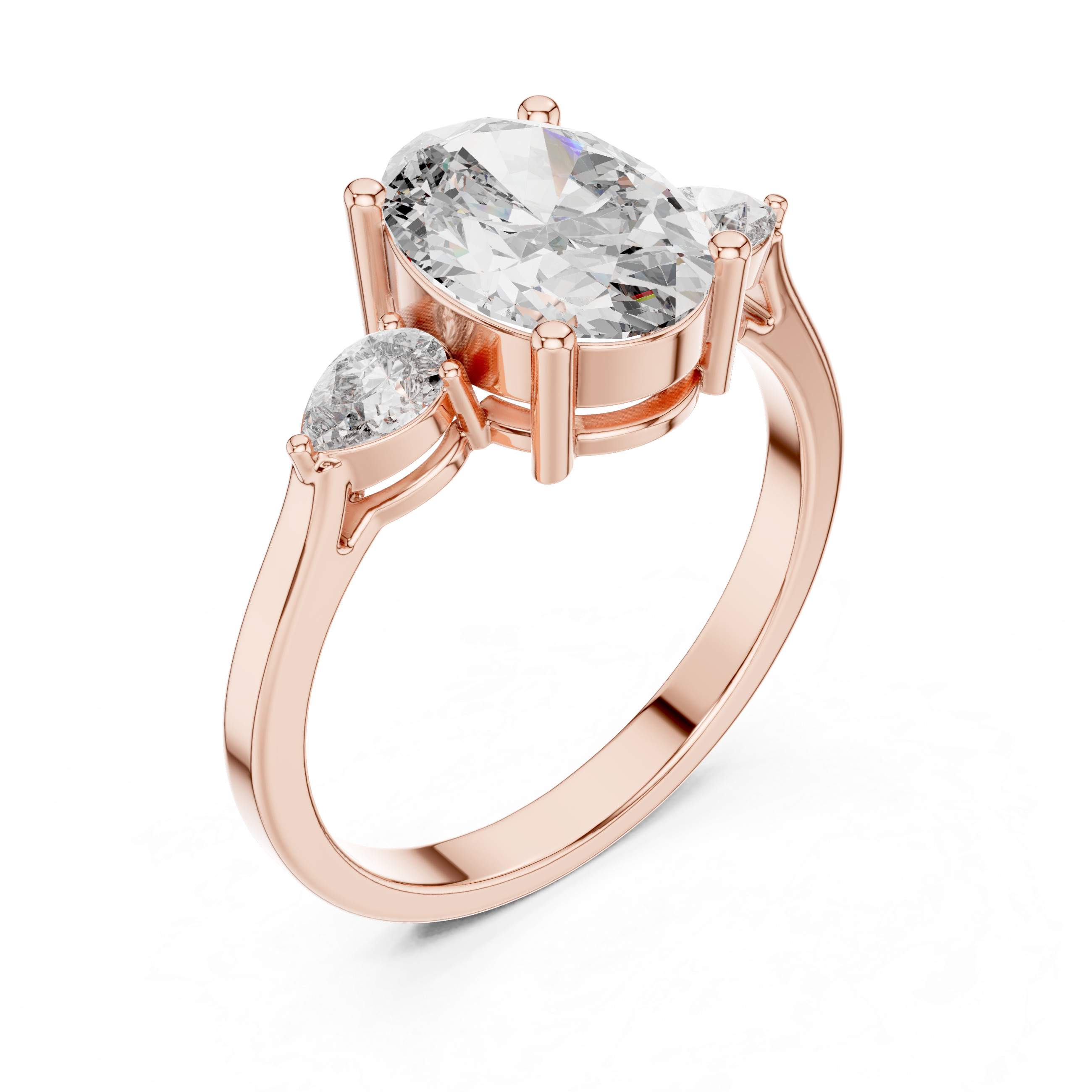 Oval Cut Diamond Elegant Three-Stone Wedding Ring
