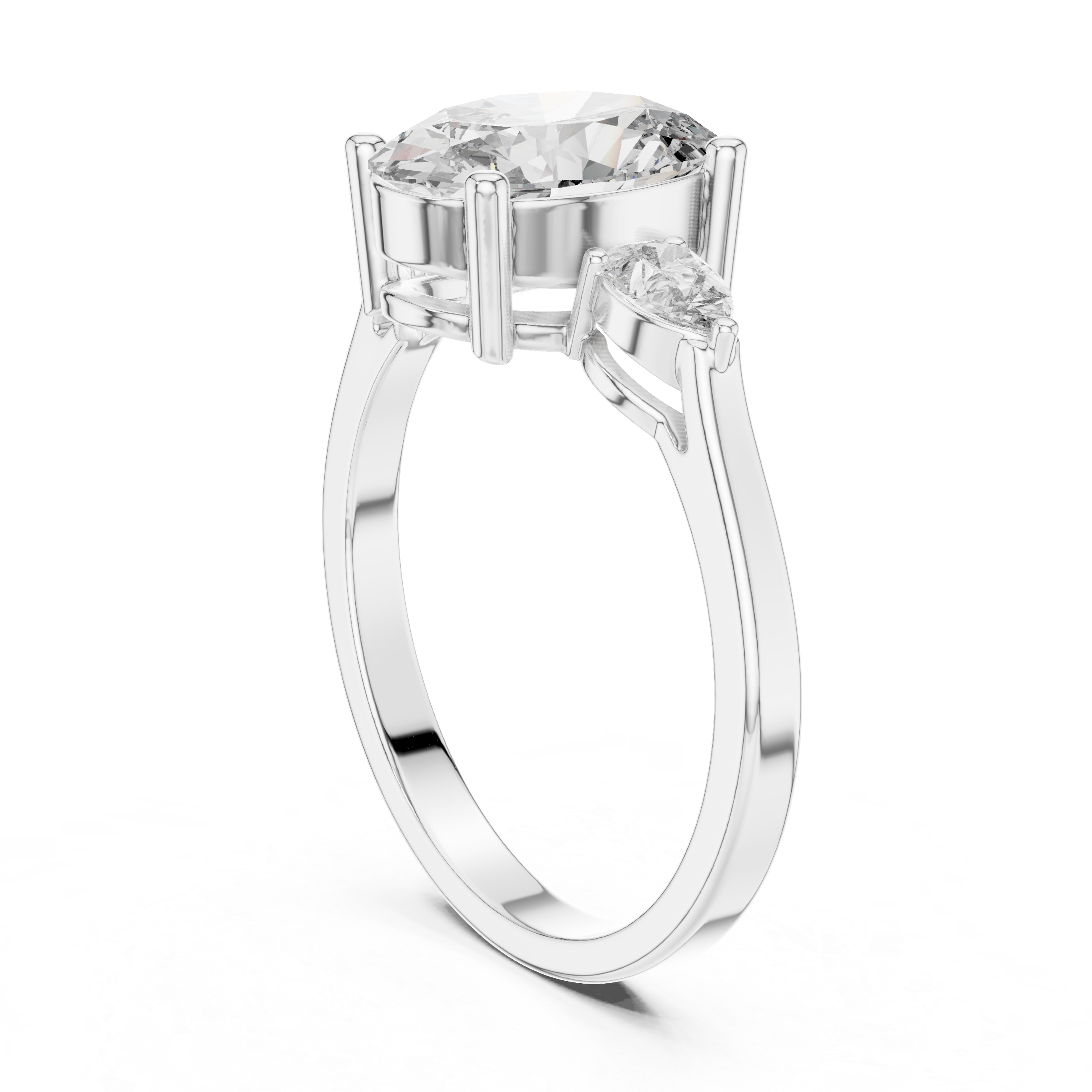 Oval Cut Diamond Elegant Three-Stone Wedding Ring
