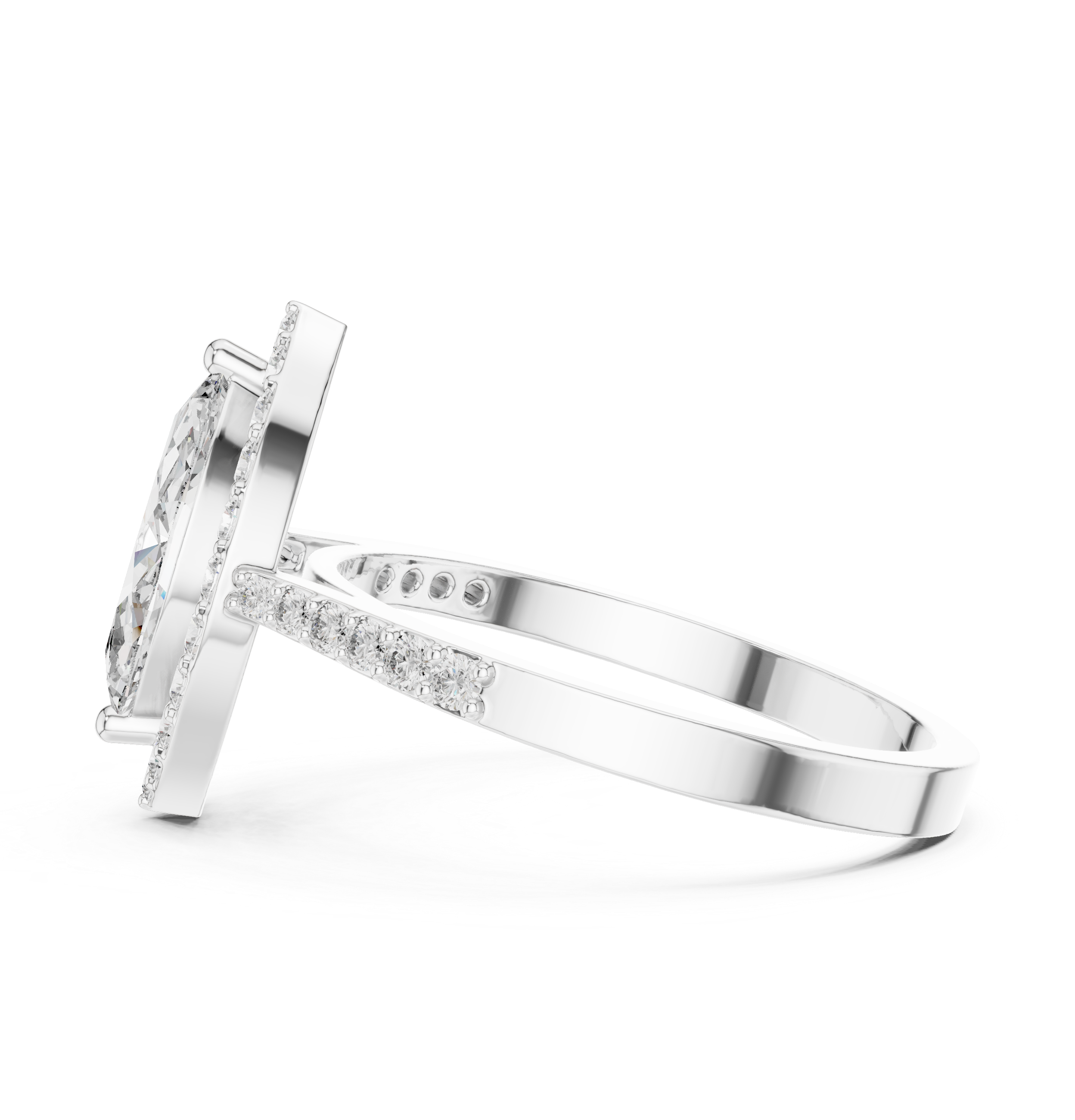 Halo Marquise Diamond Pave Setting Ring