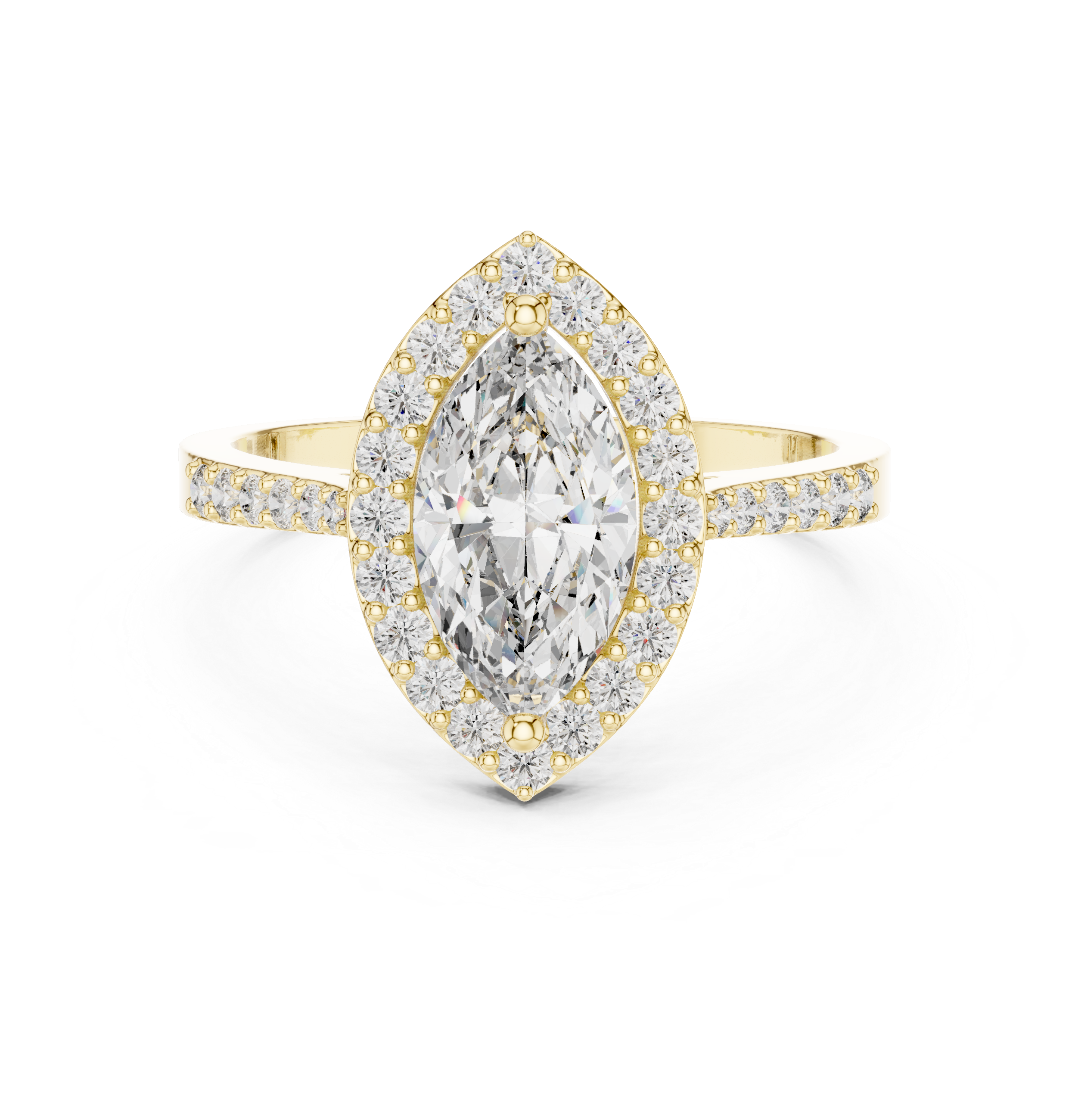 Halo Marquise Diamond Pave Setting Ring