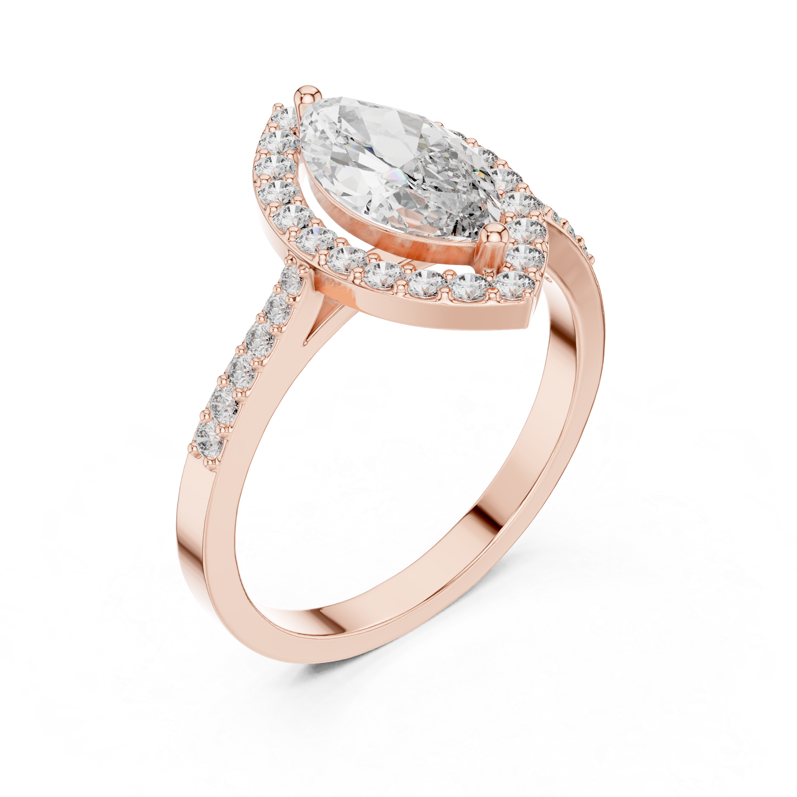 Halo Marquise Diamond Pave Setting Ring