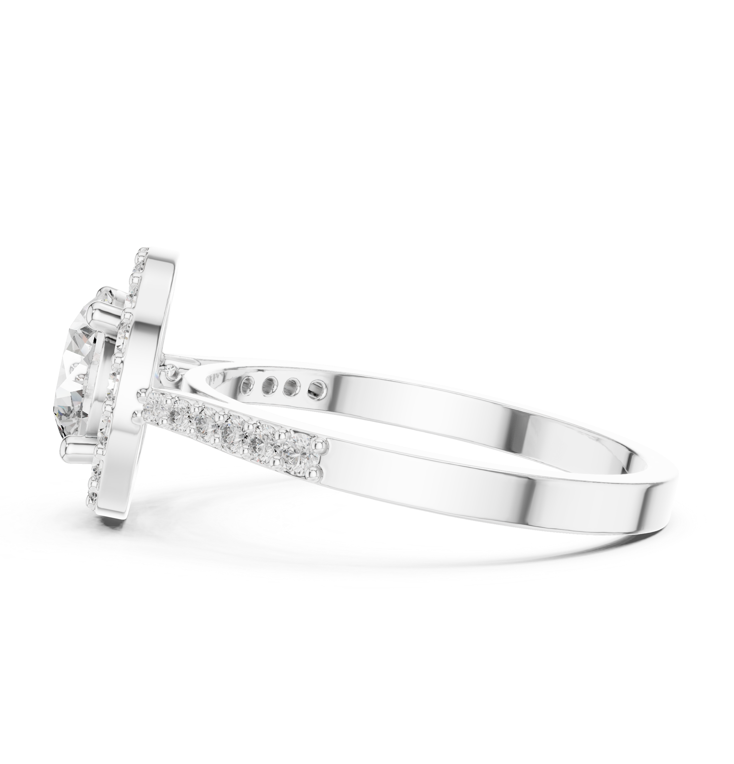 Halo Round Diamond Pave Setting Ring