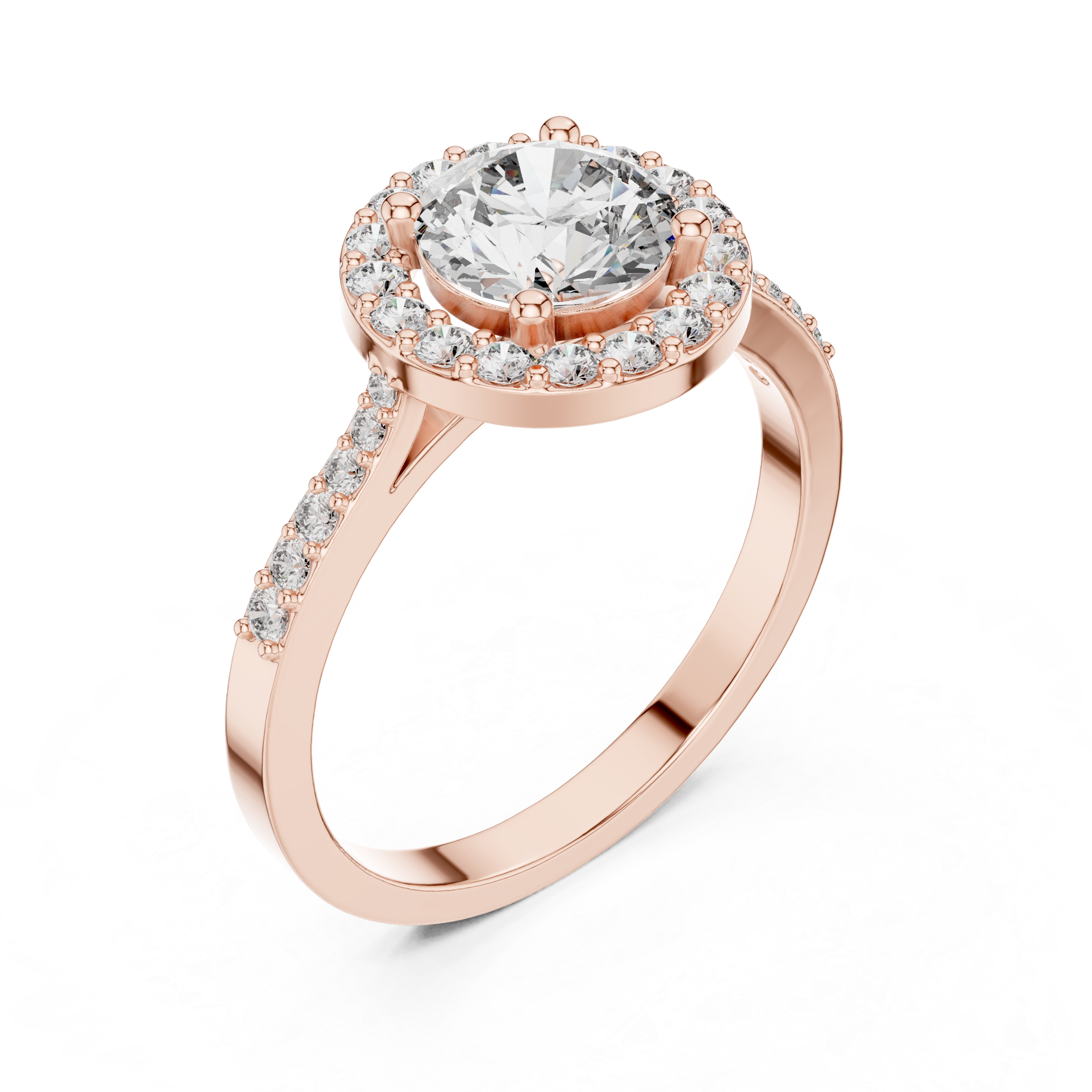 Halo Round Diamond Pave Setting Ring