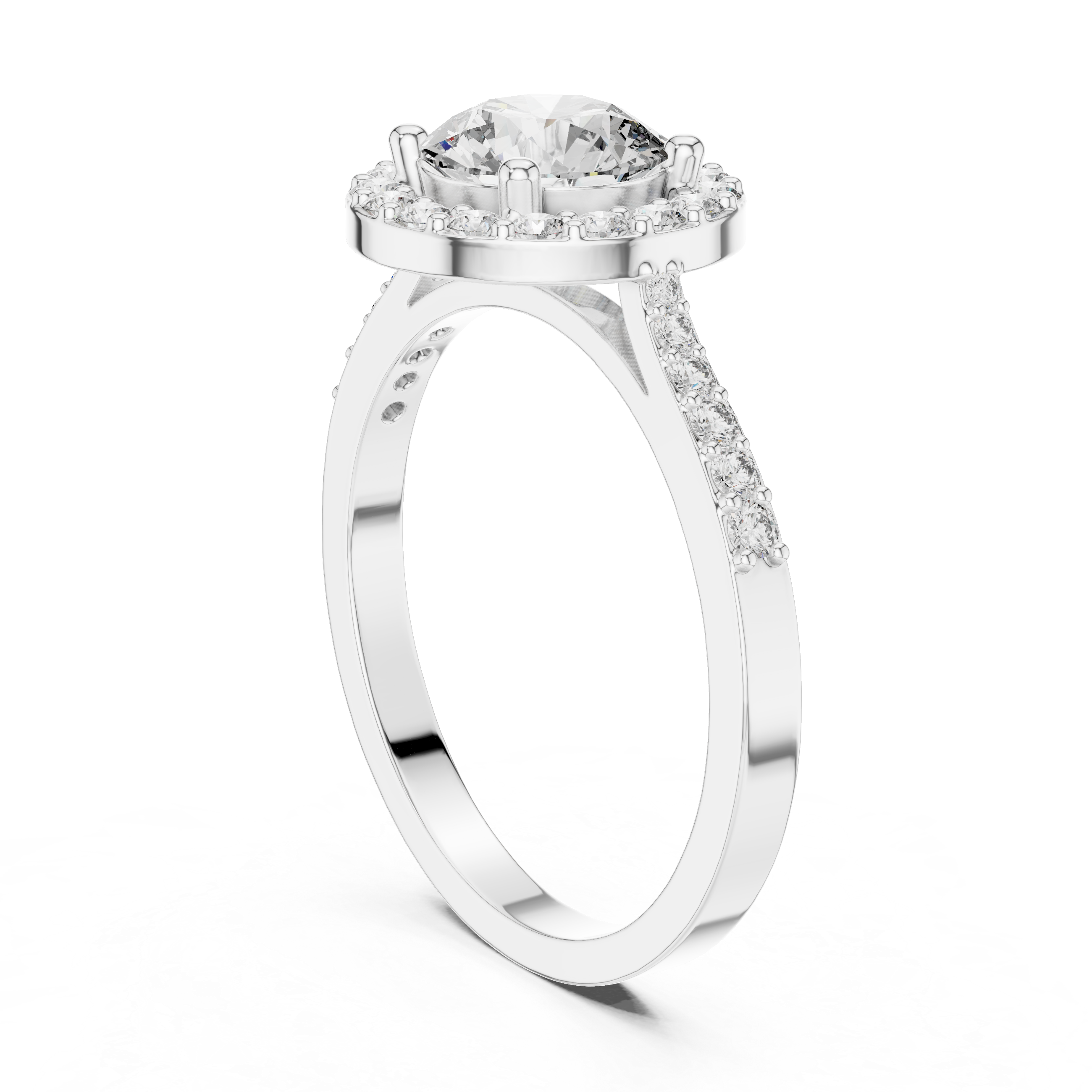 Halo Round Diamond Pave Setting Ring