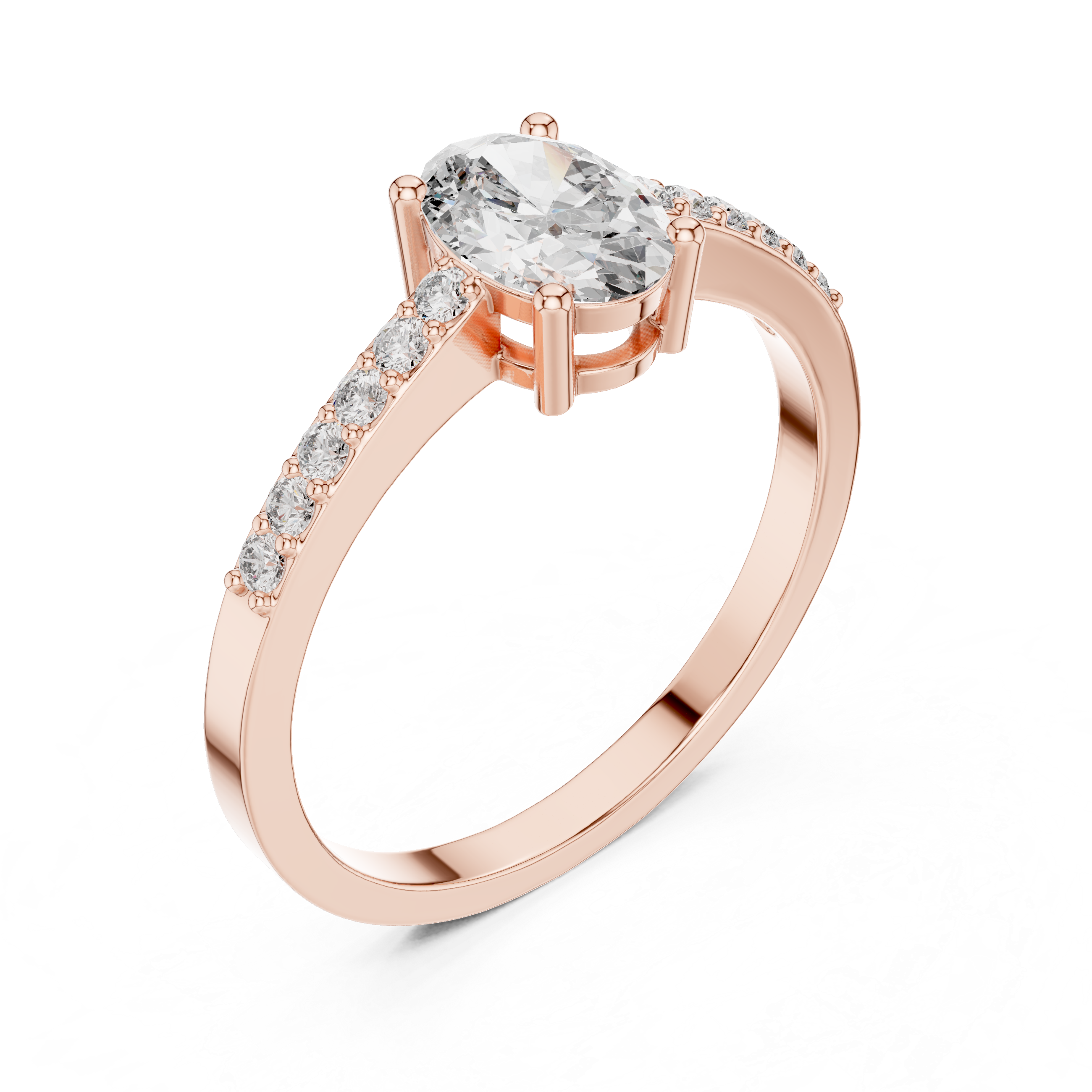 Oval Cut 4-Prong Pave Set Anniversary Ring