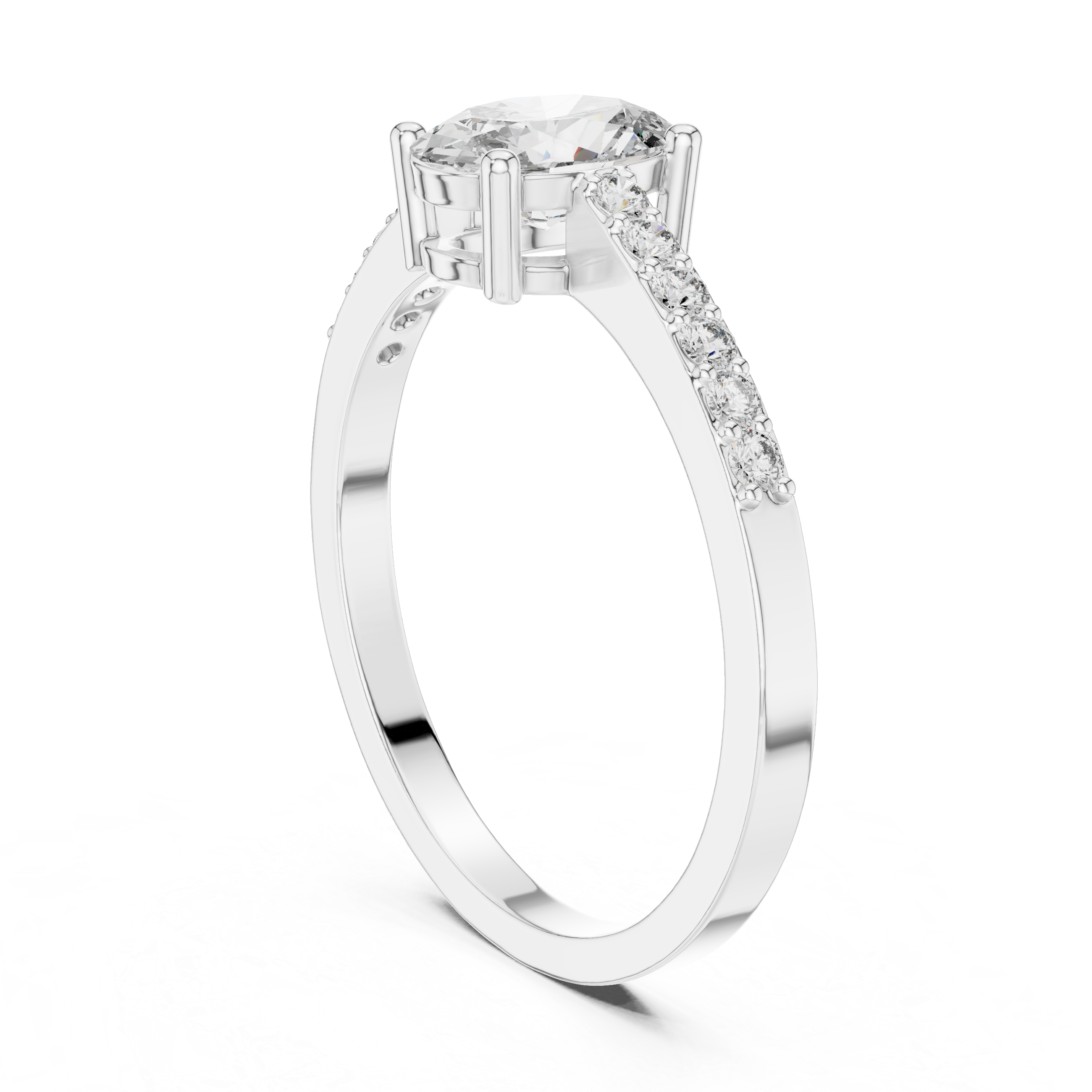 Oval Cut 4-Prong Pave Set Anniversary Ring
