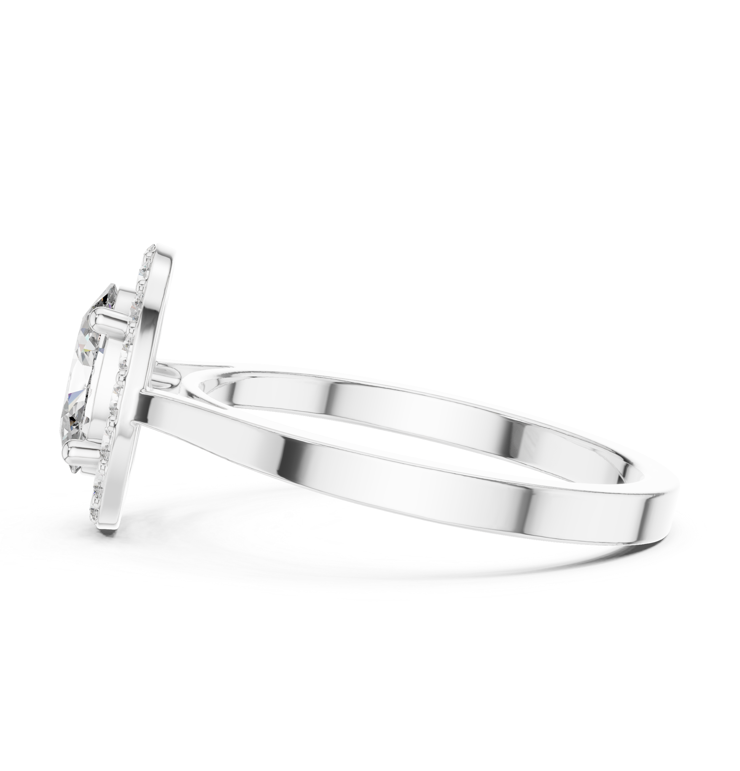Oval Cut Round Diamond Halo Ring
