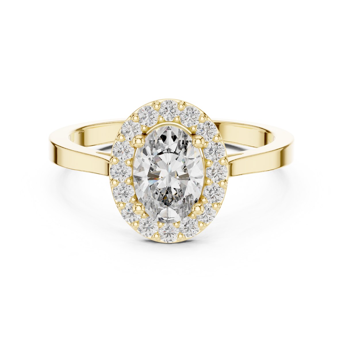 Oval Cut Round Diamond Halo Ring