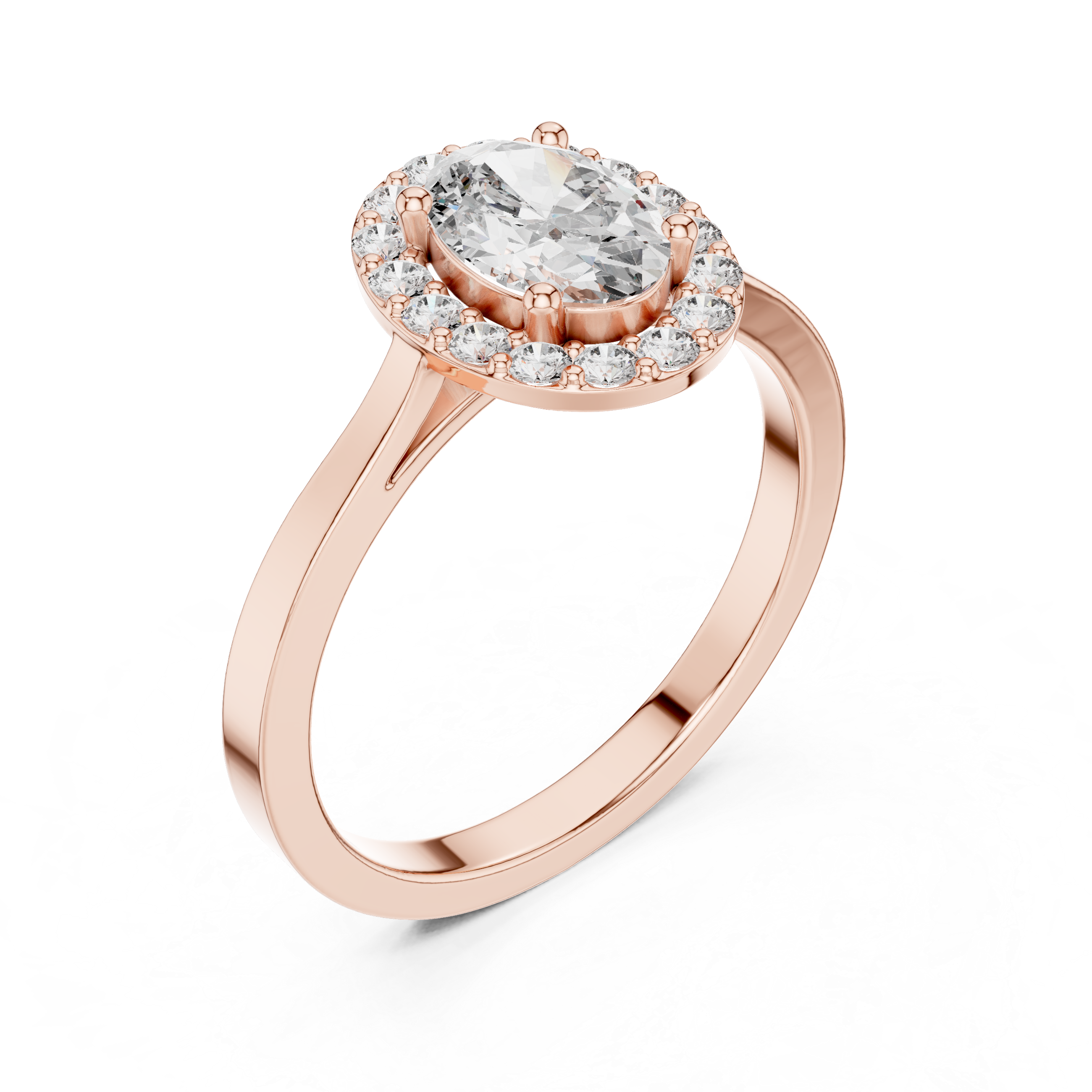 Oval Cut Round Diamond Halo Ring