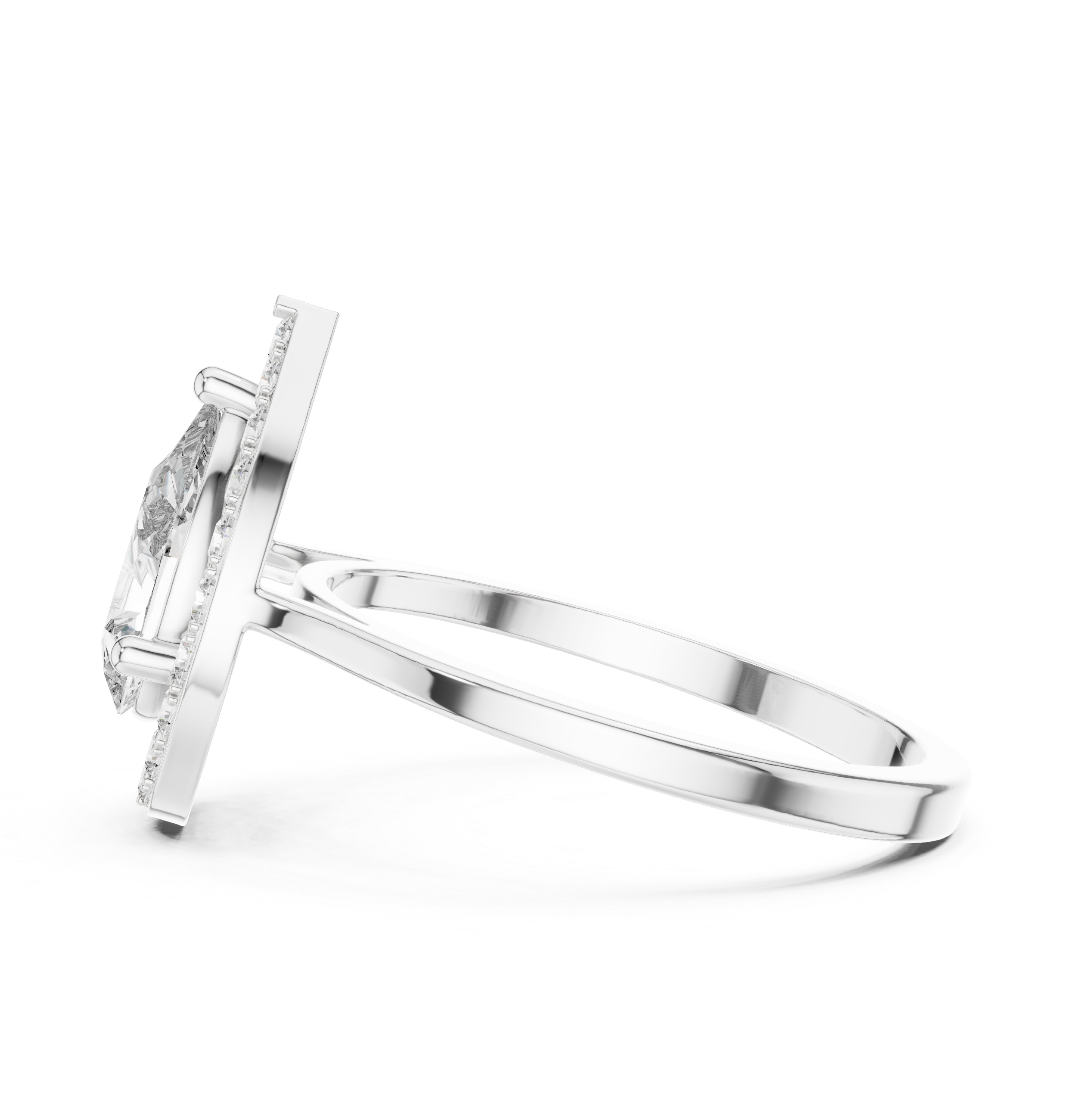 Pear Cut Round Diamond Halo Ring