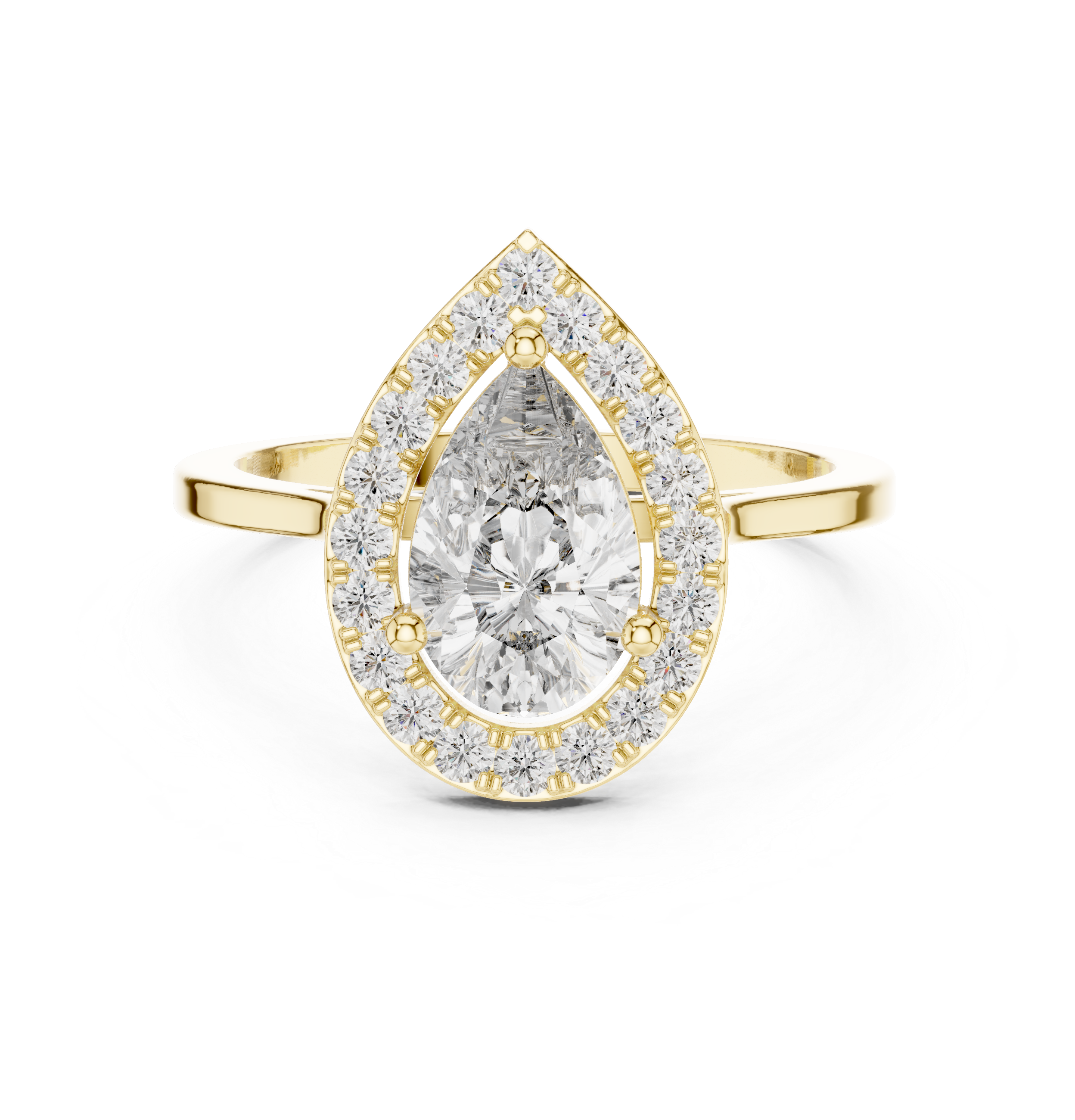 Pear Cut Round Diamond Halo Ring