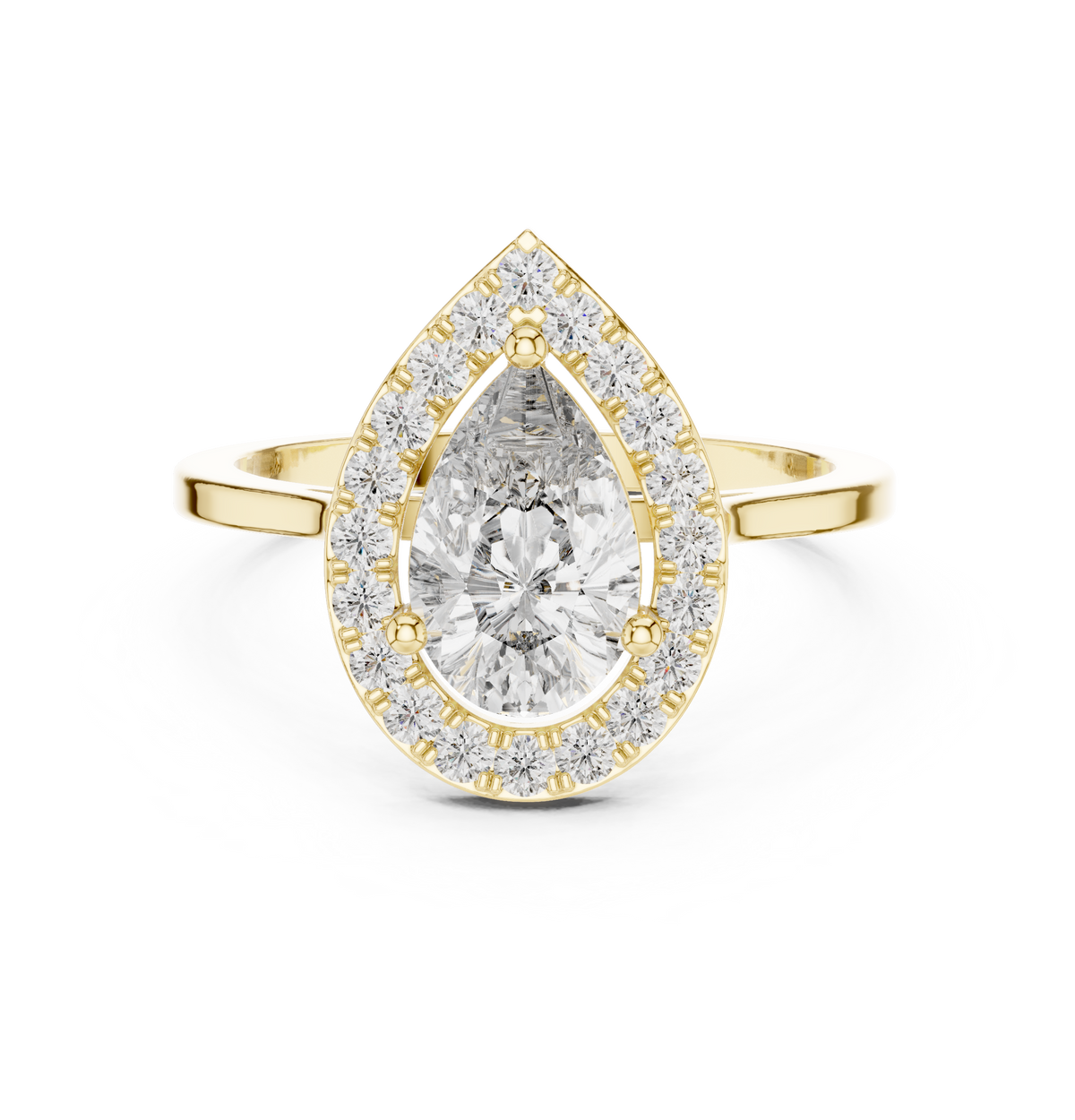 Pear Cut Round Diamond Halo Ring