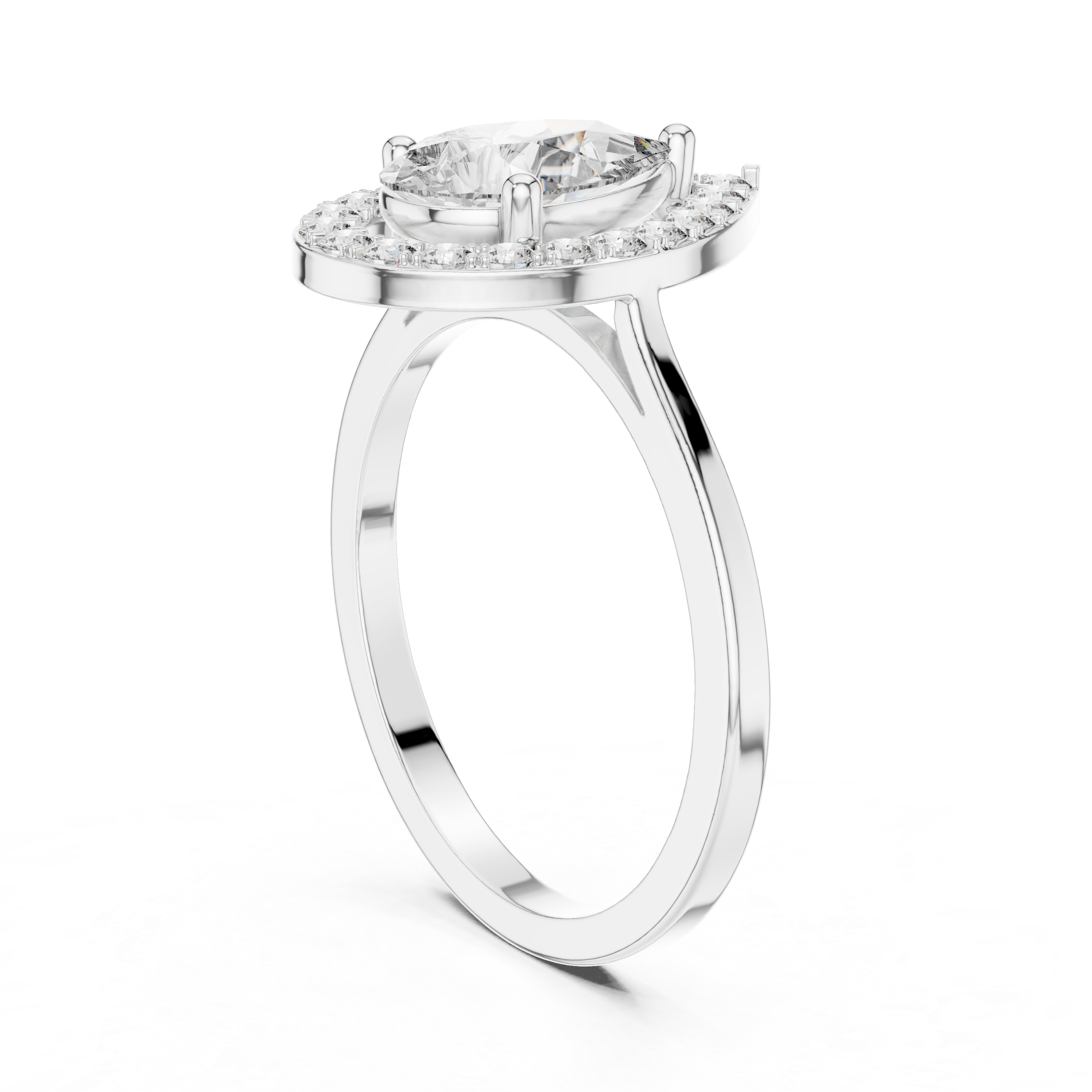 Pear Cut Round Diamond Halo Ring