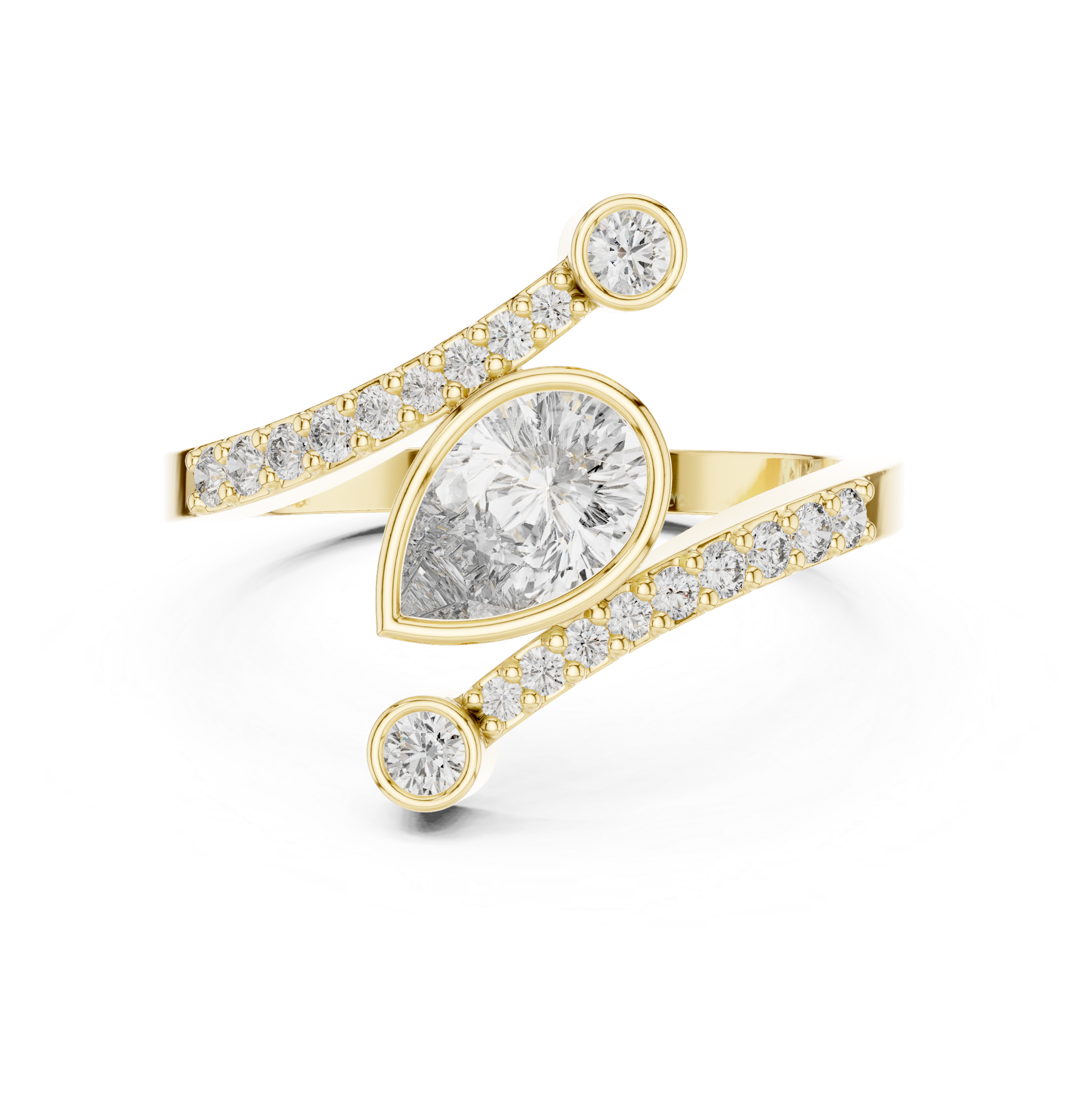 Pear Shape Bezel-Set Bypass Ring