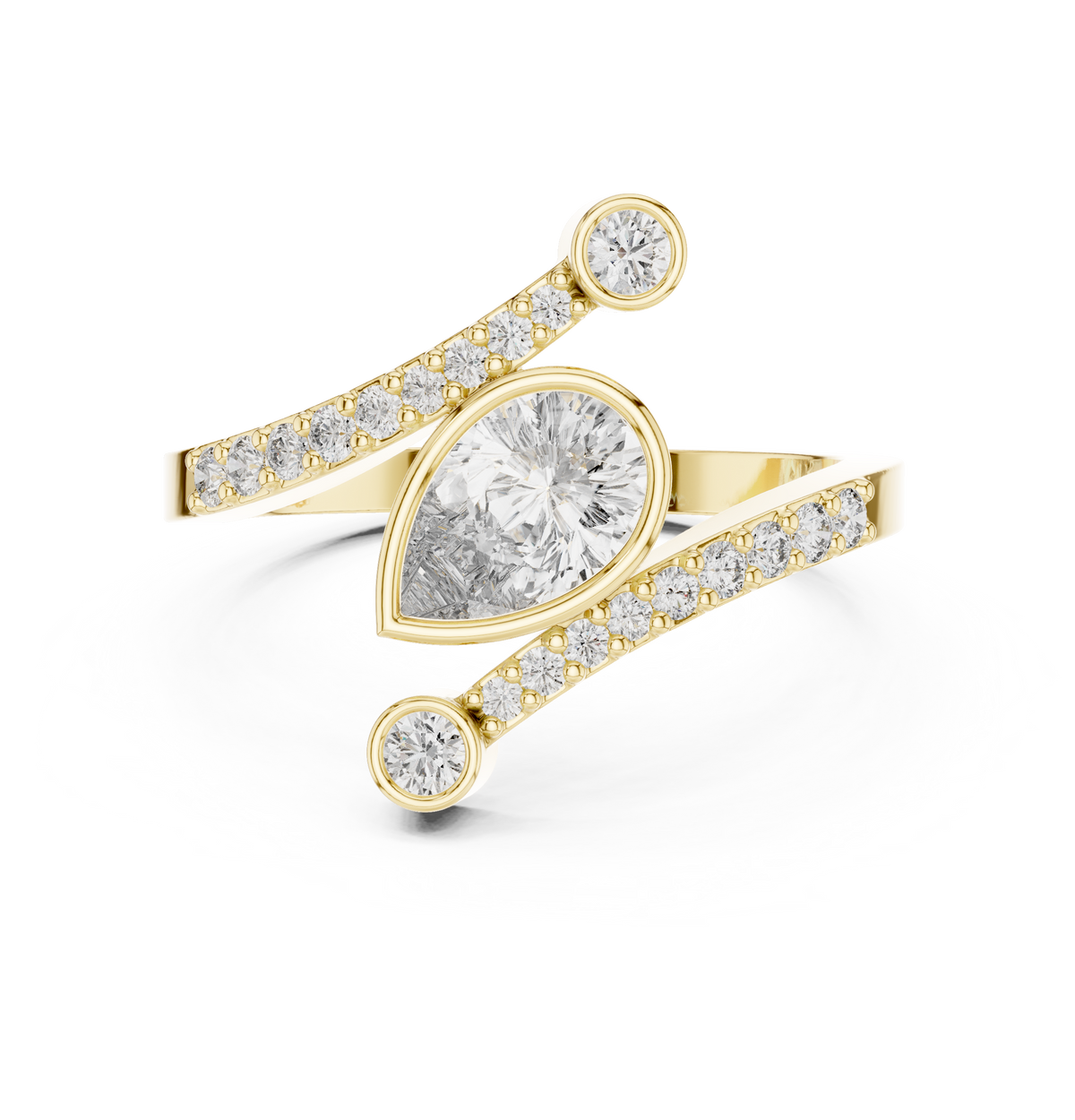 Pear Shape Bezel-Set Bypass Ring