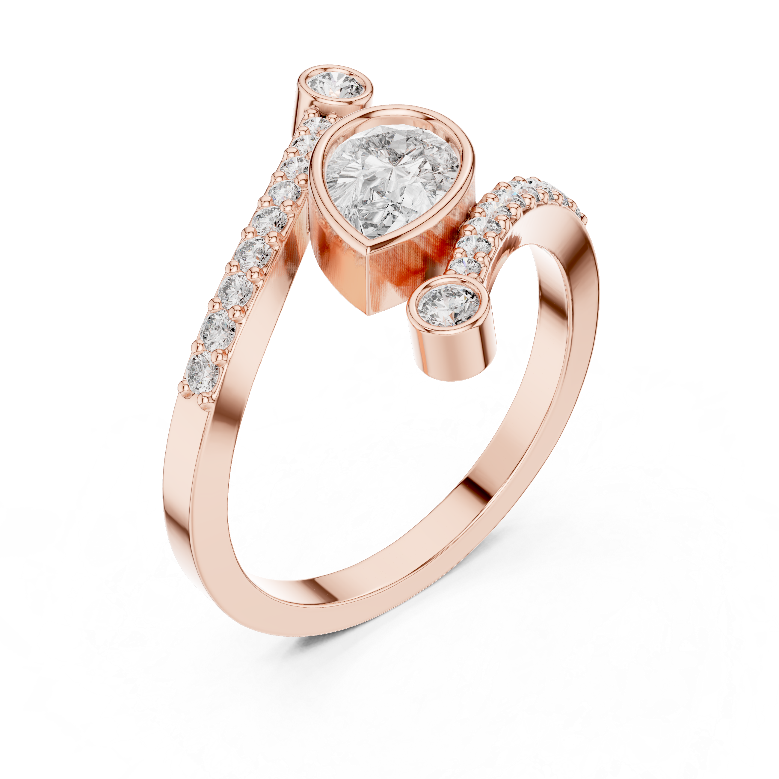 Pear Shape Bezel-Set Bypass Ring