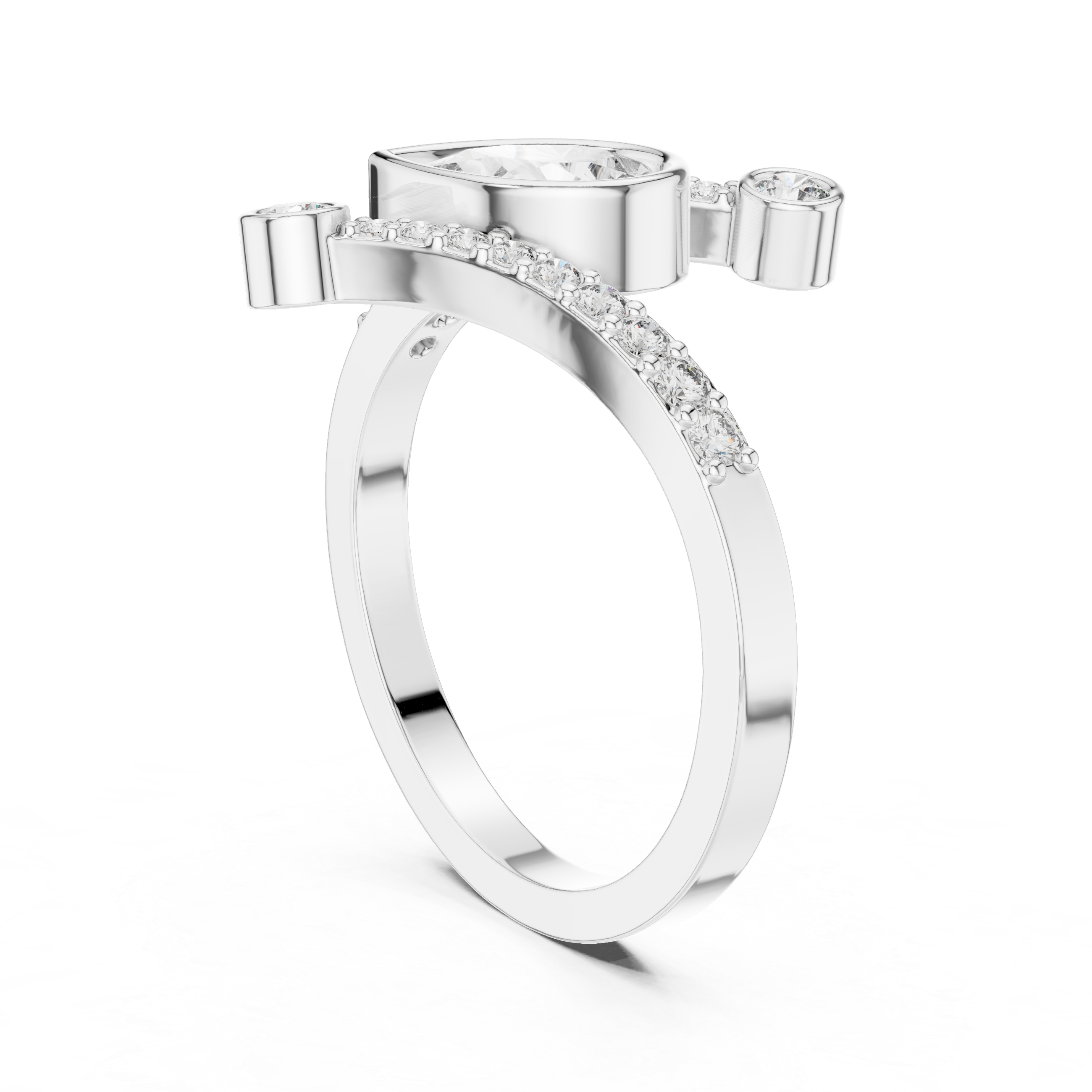 Pear Shape Bezel-Set Bypass Ring