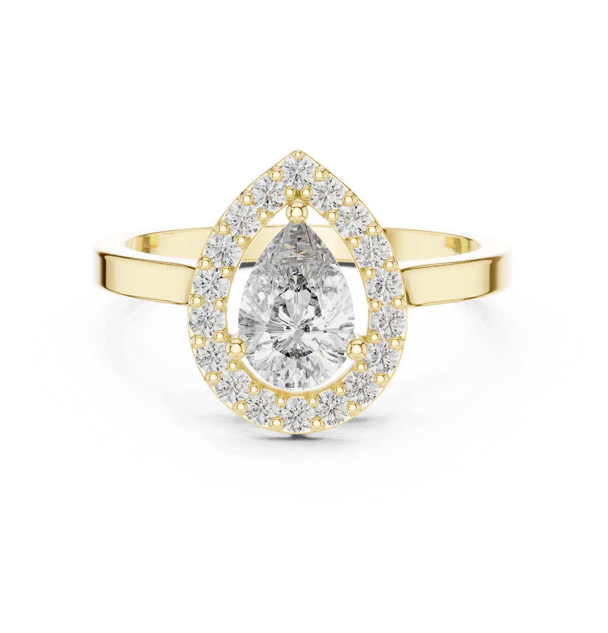 Pear Cut Diamond Floating Halo Engagement Ring
