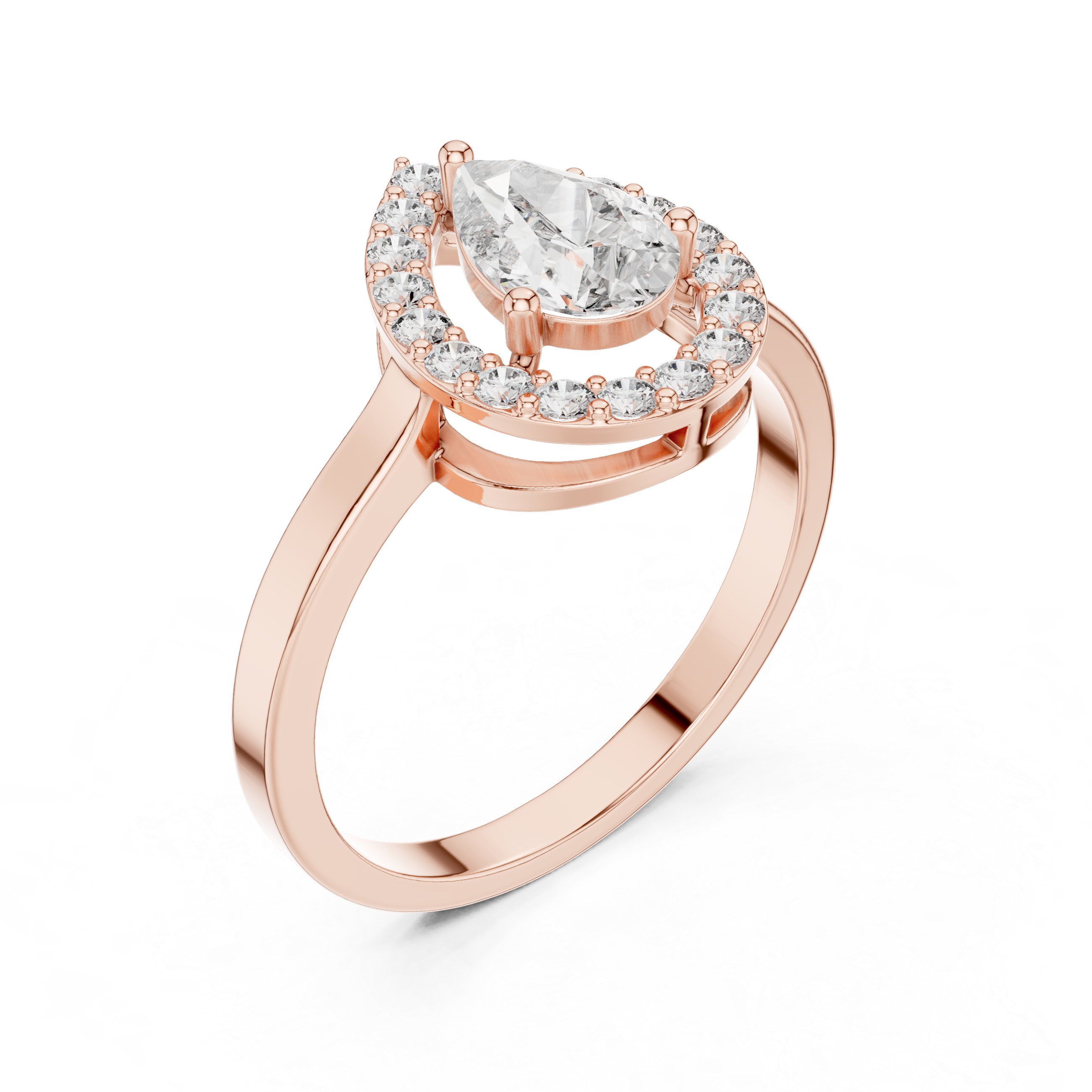 Pear Cut Diamond Floating Halo Engagement Ring