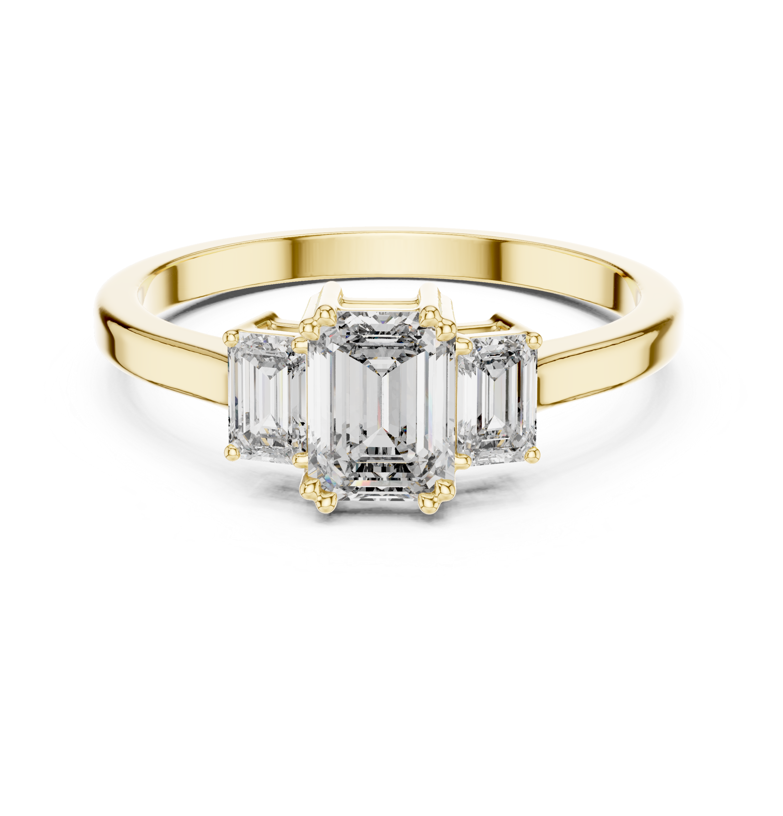 Emerald Cut Diamond Three Stone Engagement Ring