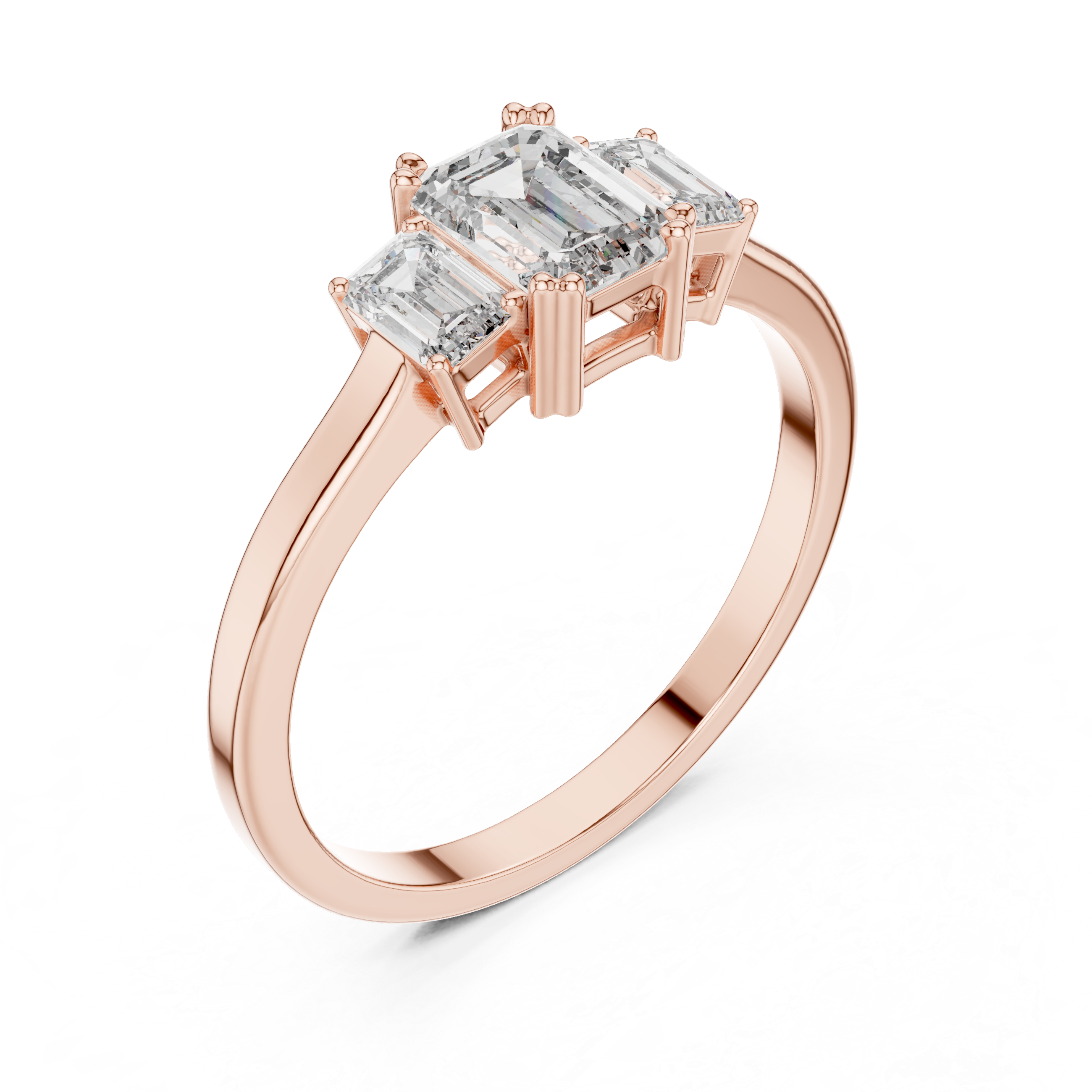 Emerald Cut Diamond Three Stone Engagement Ring