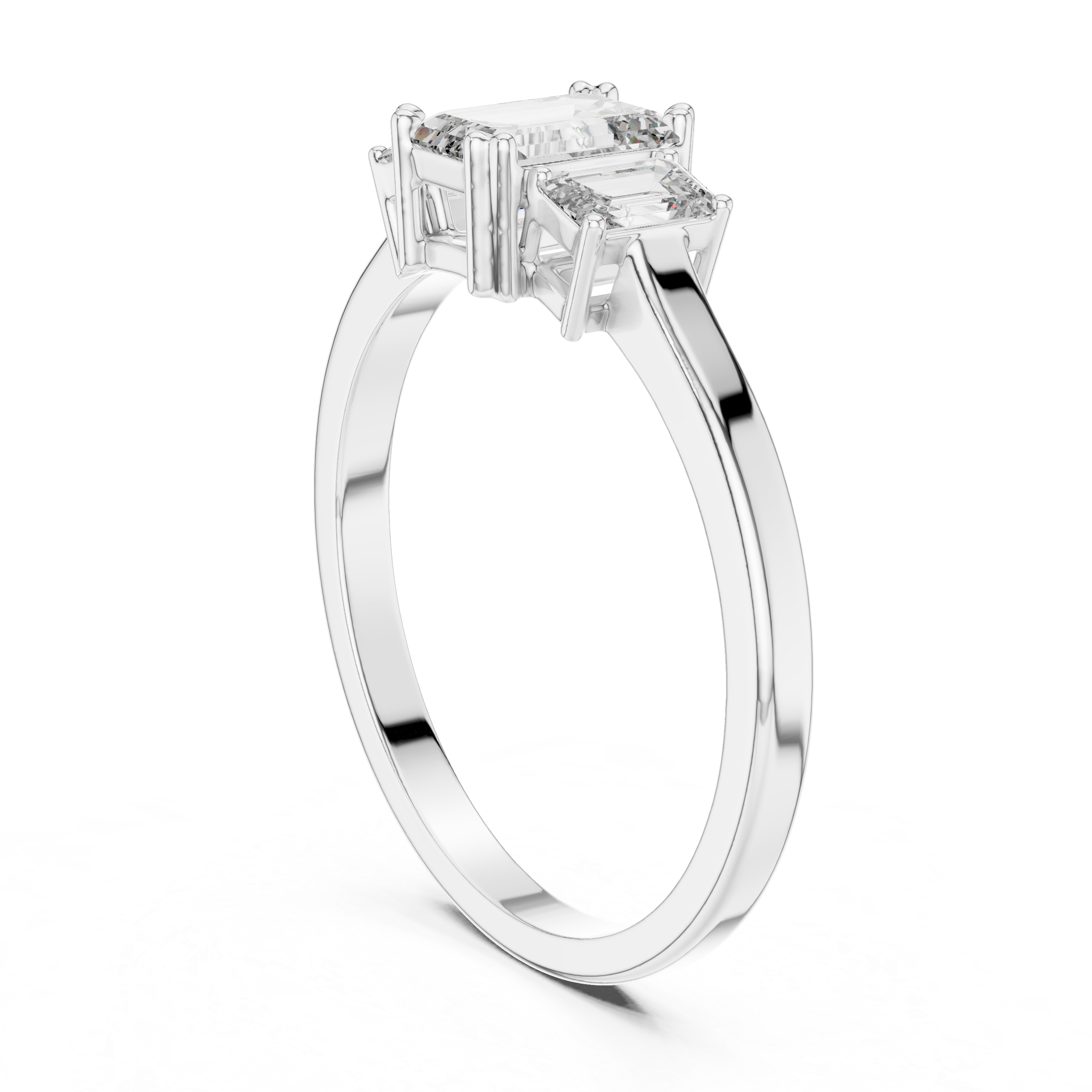 Emerald Cut Diamond Three Stone Engagement Ring